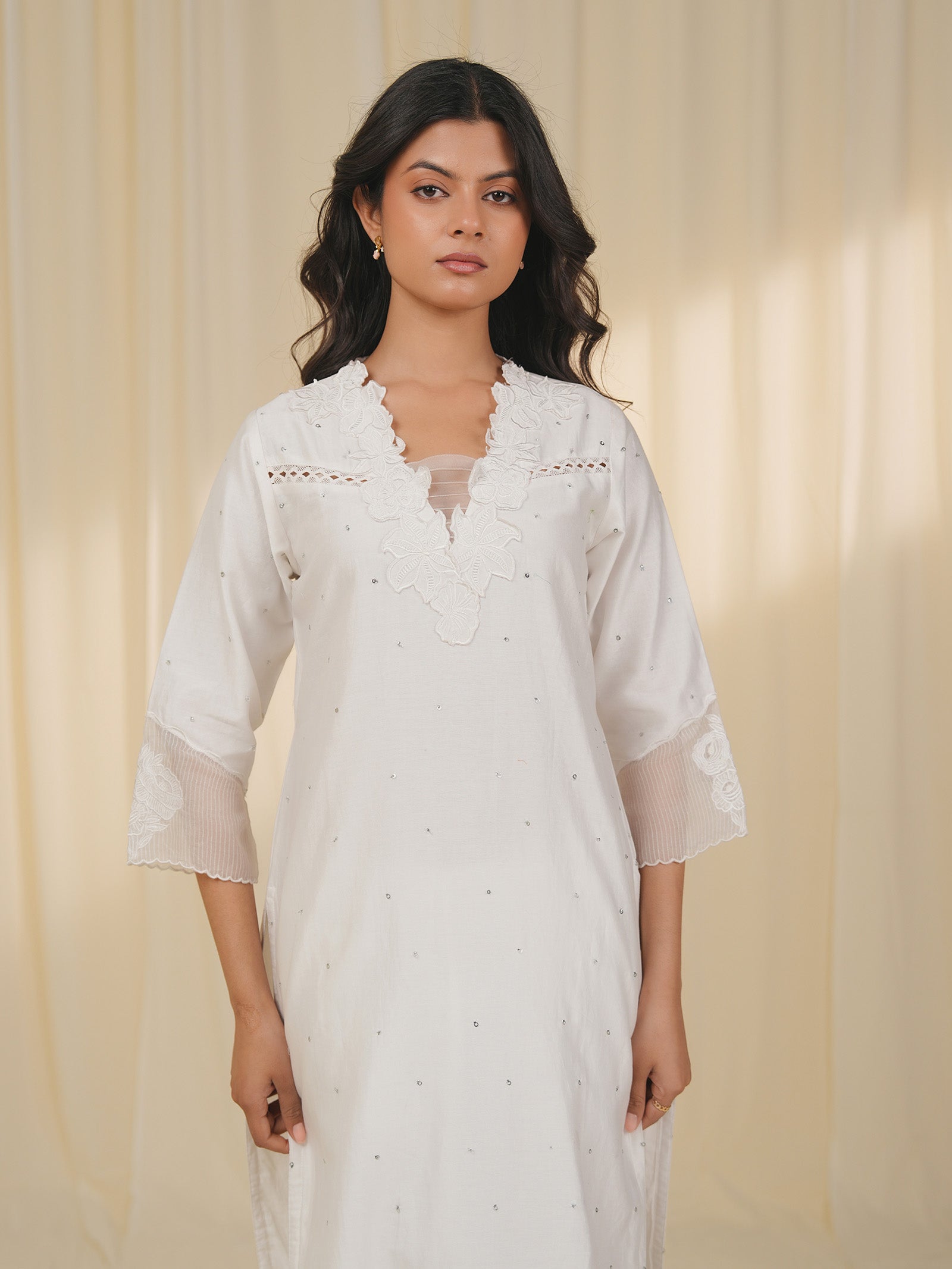 Dove Chanderi Kurta