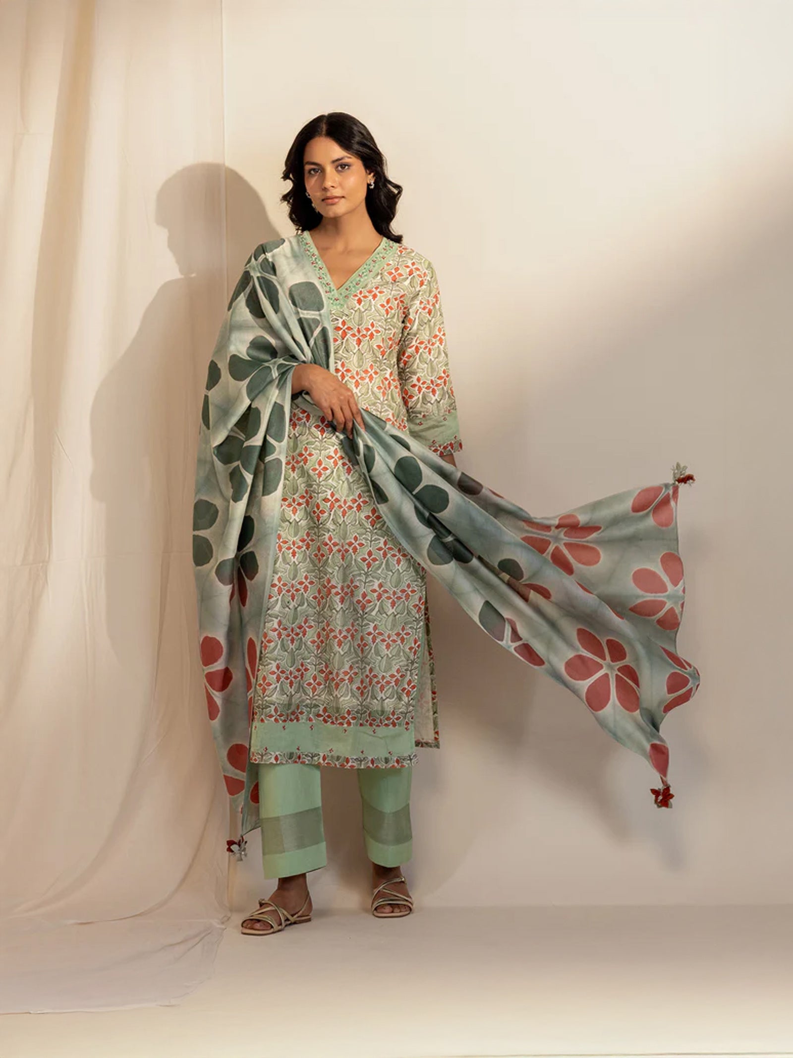 Earthy Green Chanderi Dupatta