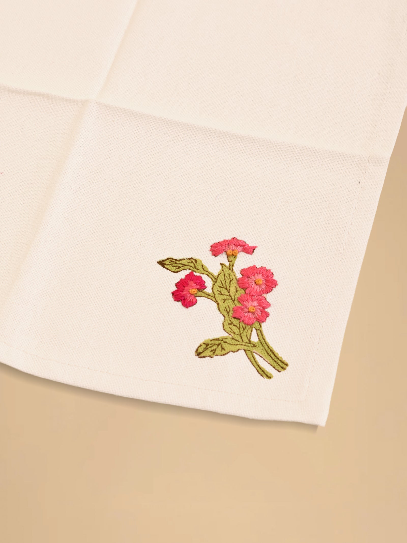 Emb. Napkin - Pink Pimpernel ( Set of 6 )