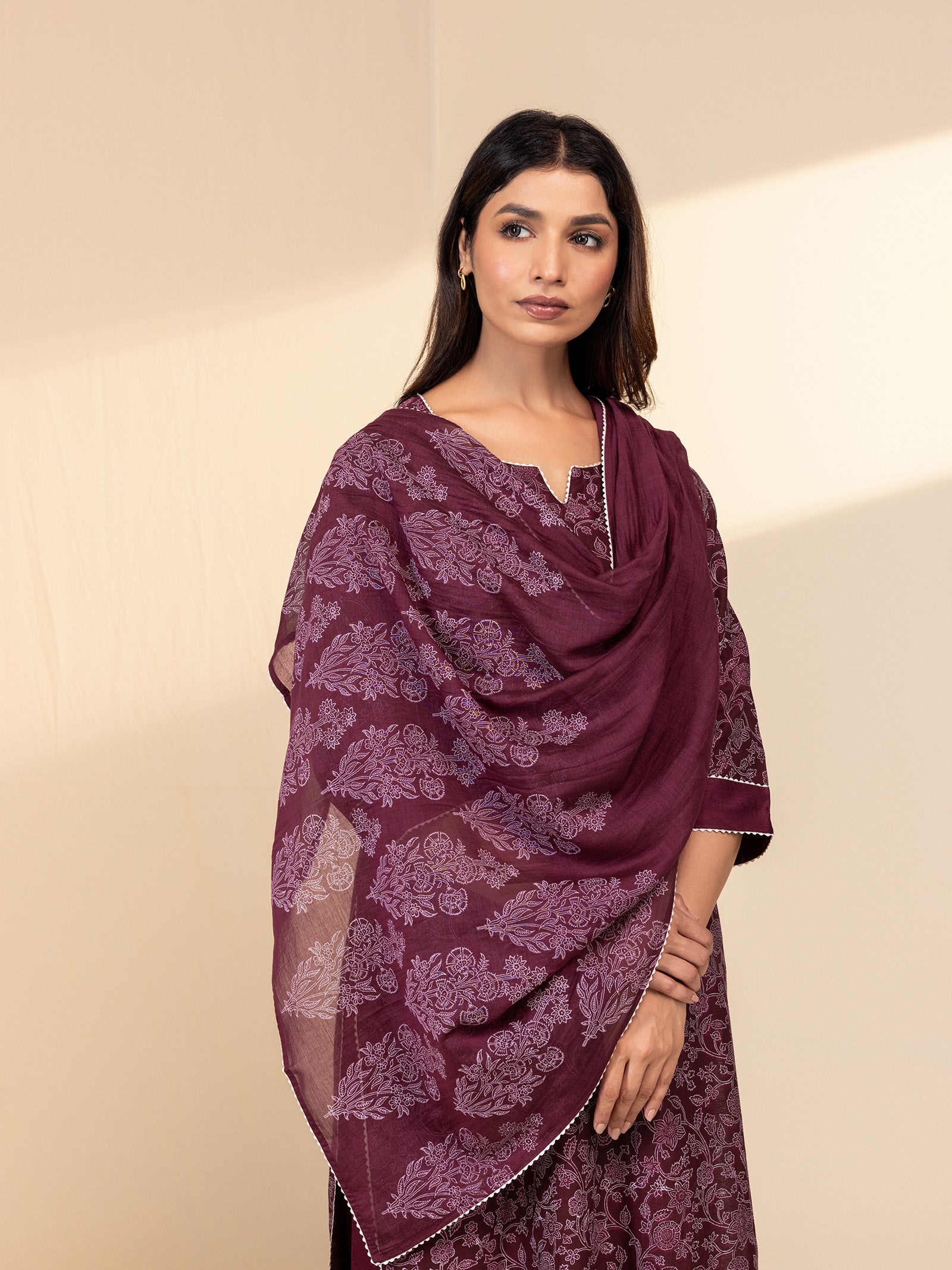 Ethnic Maroon Chanderi Dupatta