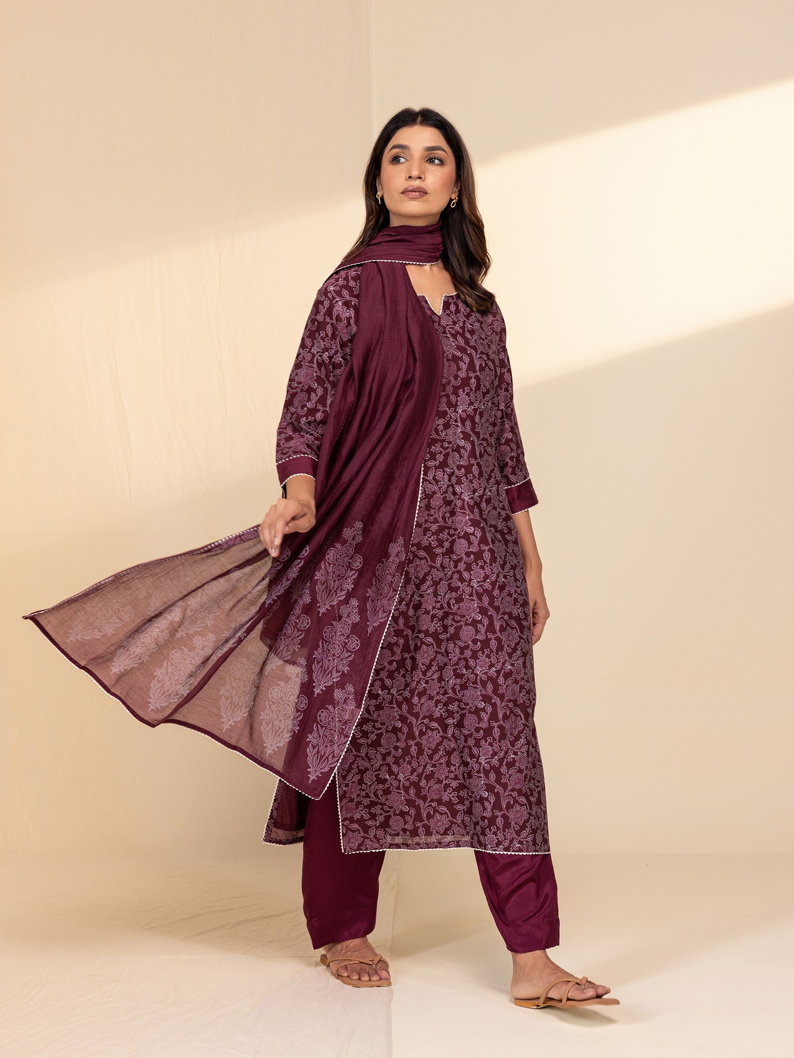 Ethnic Maroon Chanderi Dupatta