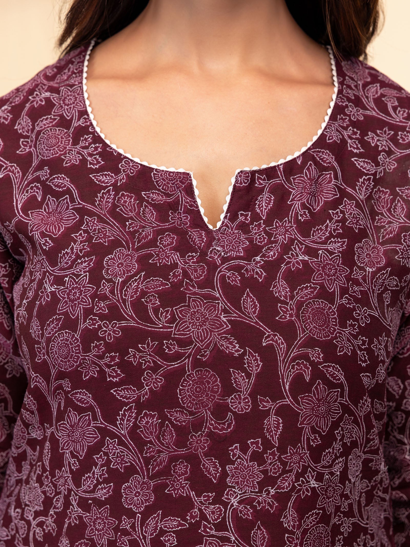 Ethnic Maroon Chanderi Kurta