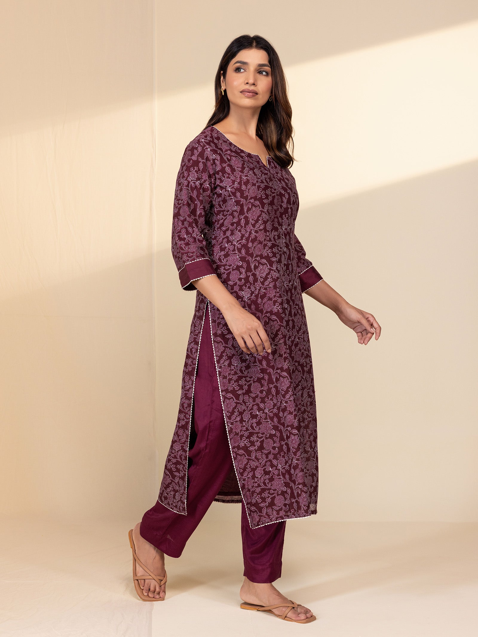 Ethnic Maroon Chanderi Kurta