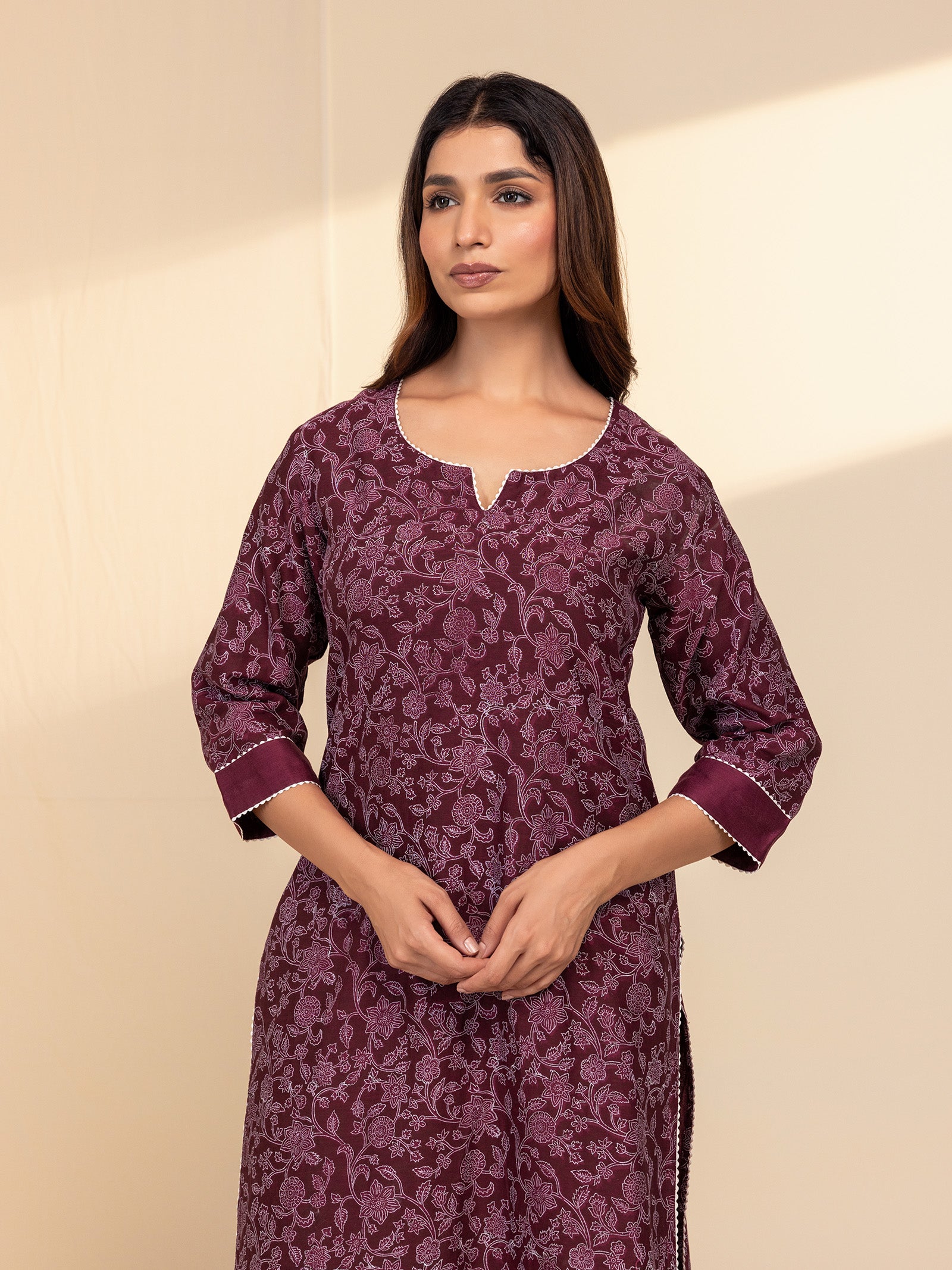 Ethnic Maroon Chanderi Kurta