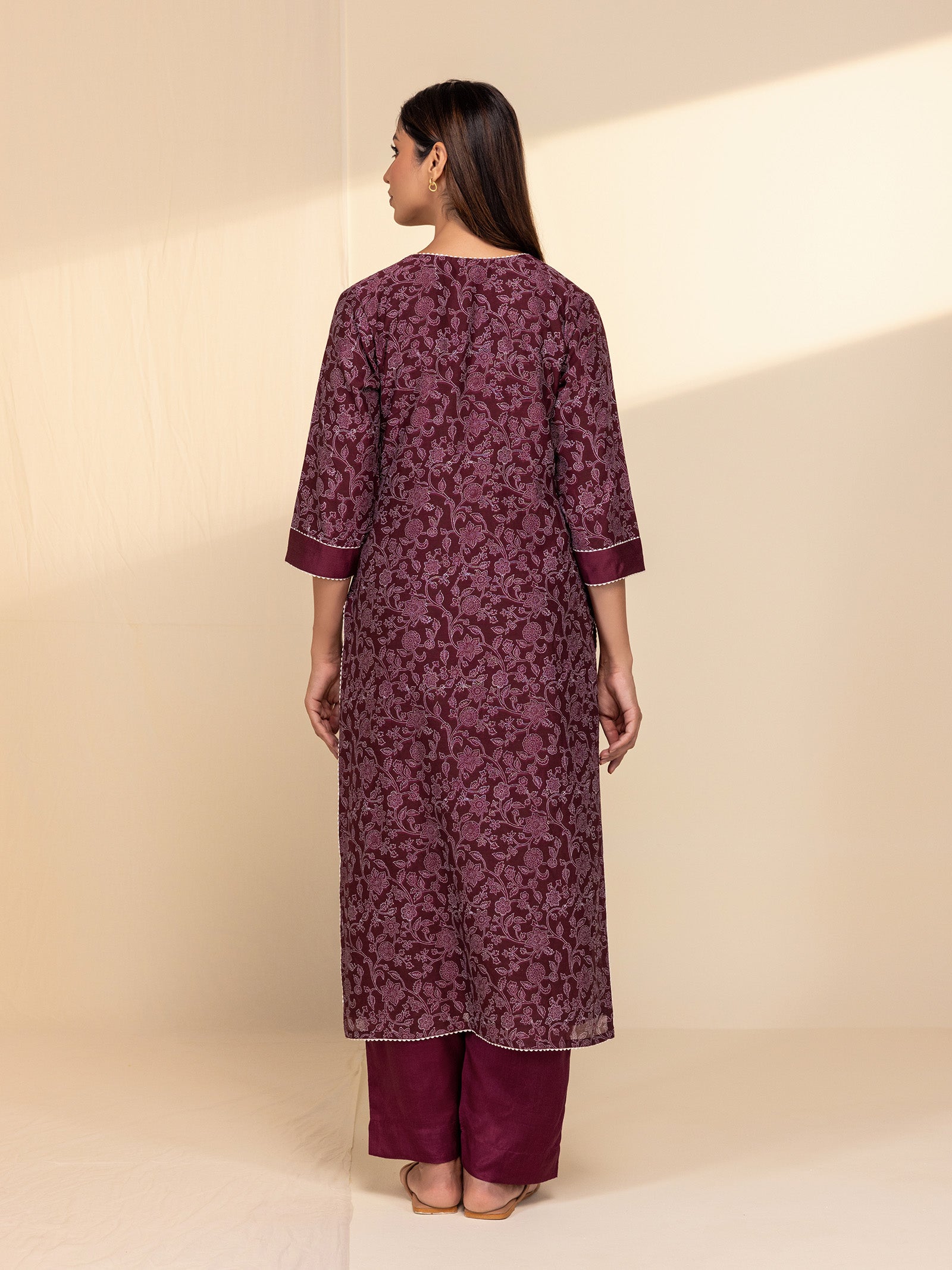 Ethnic Maroon Chanderi Kurta