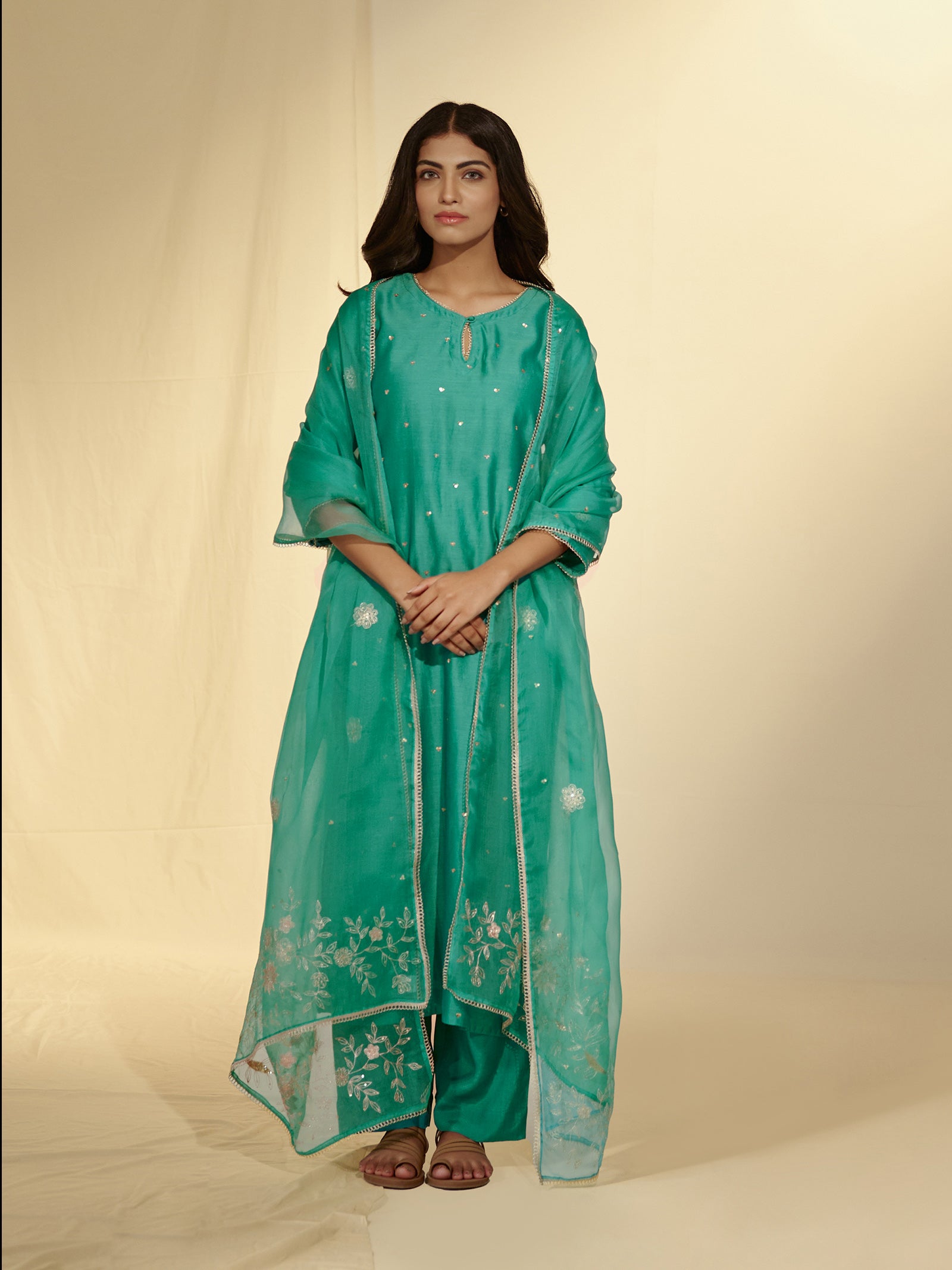 Festive Emerald Organza Dupatta