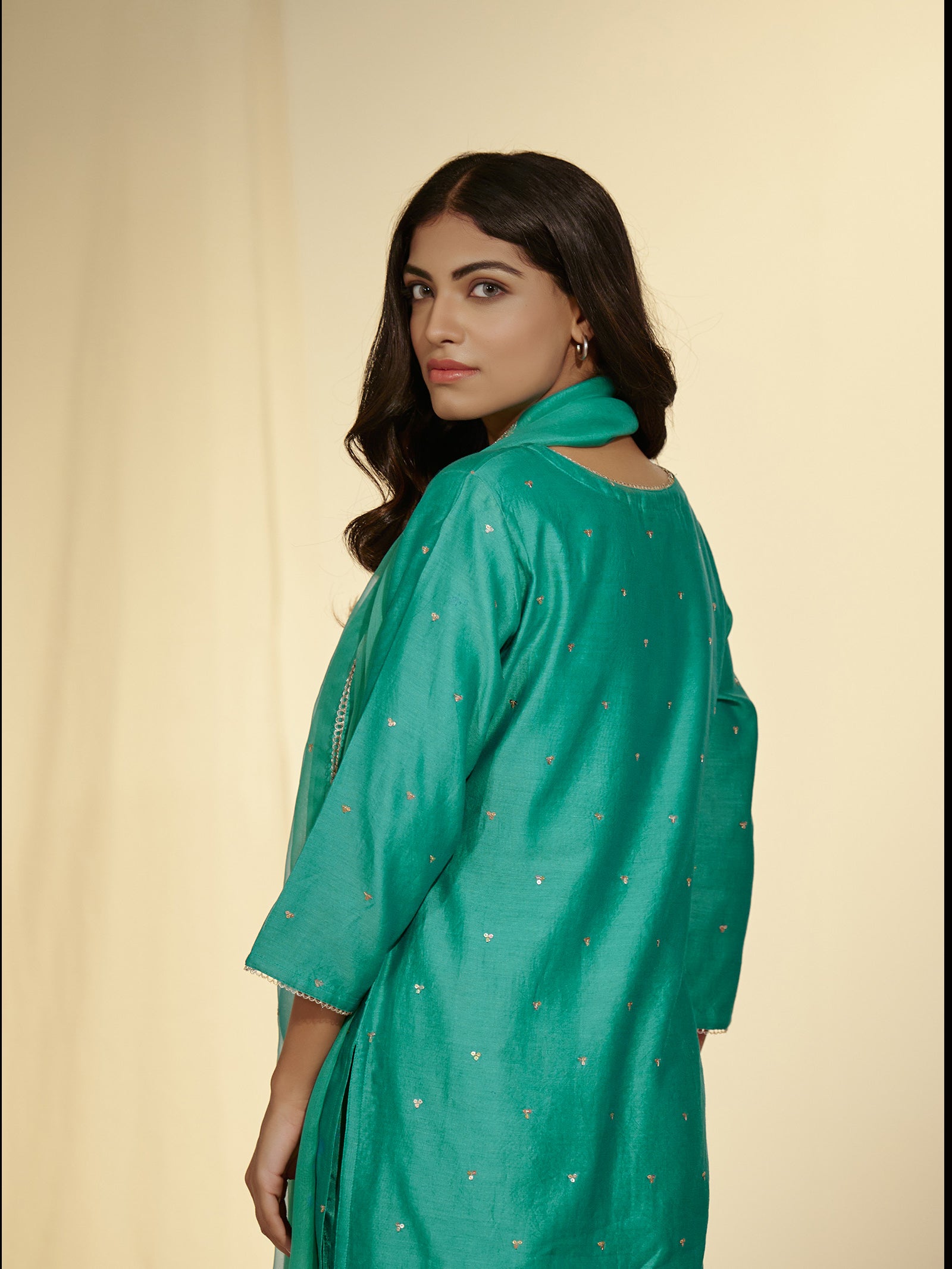 Festive Emerald Chanderi Kurta