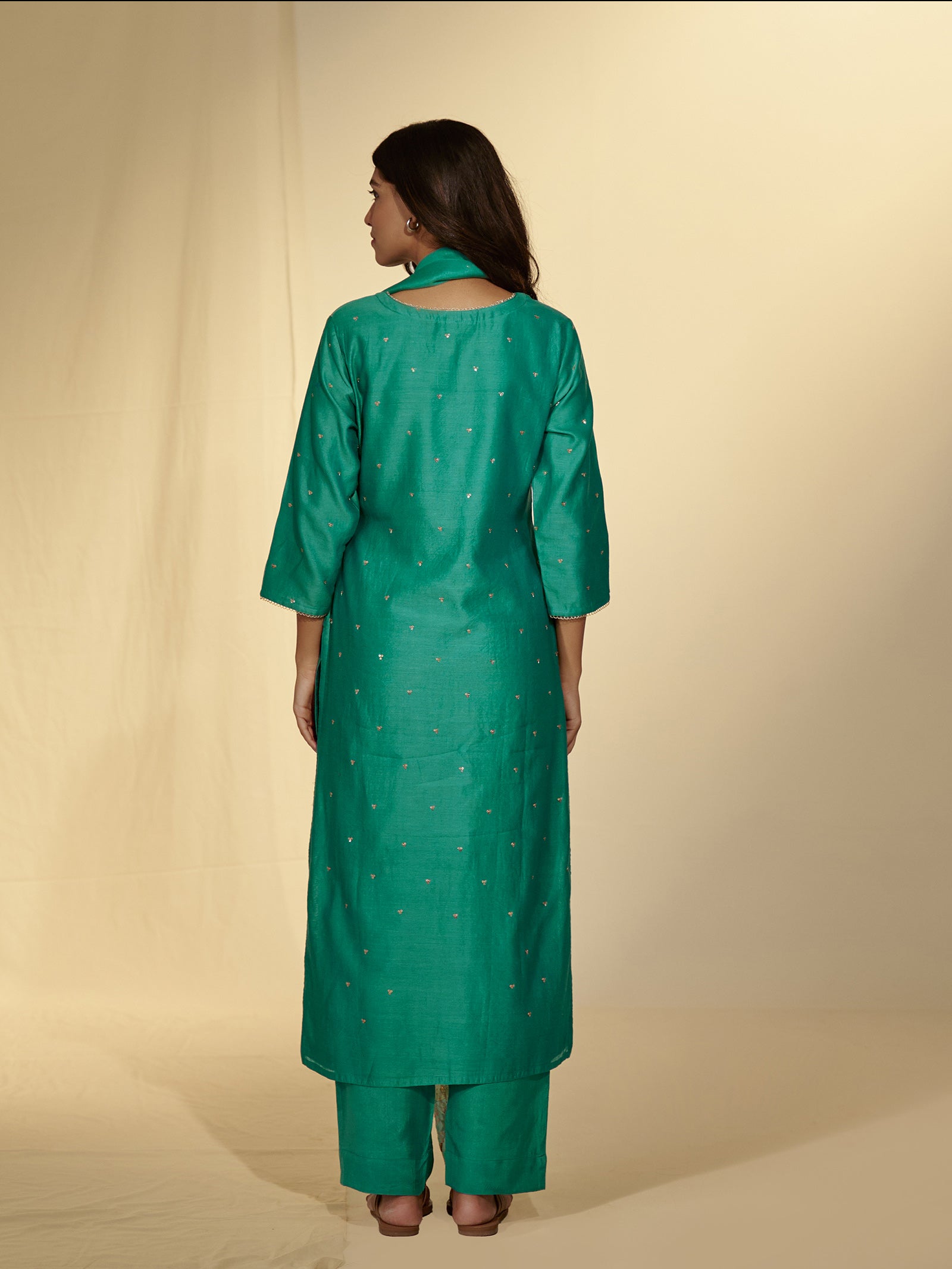 Festive Emerald Chanderi Kurta