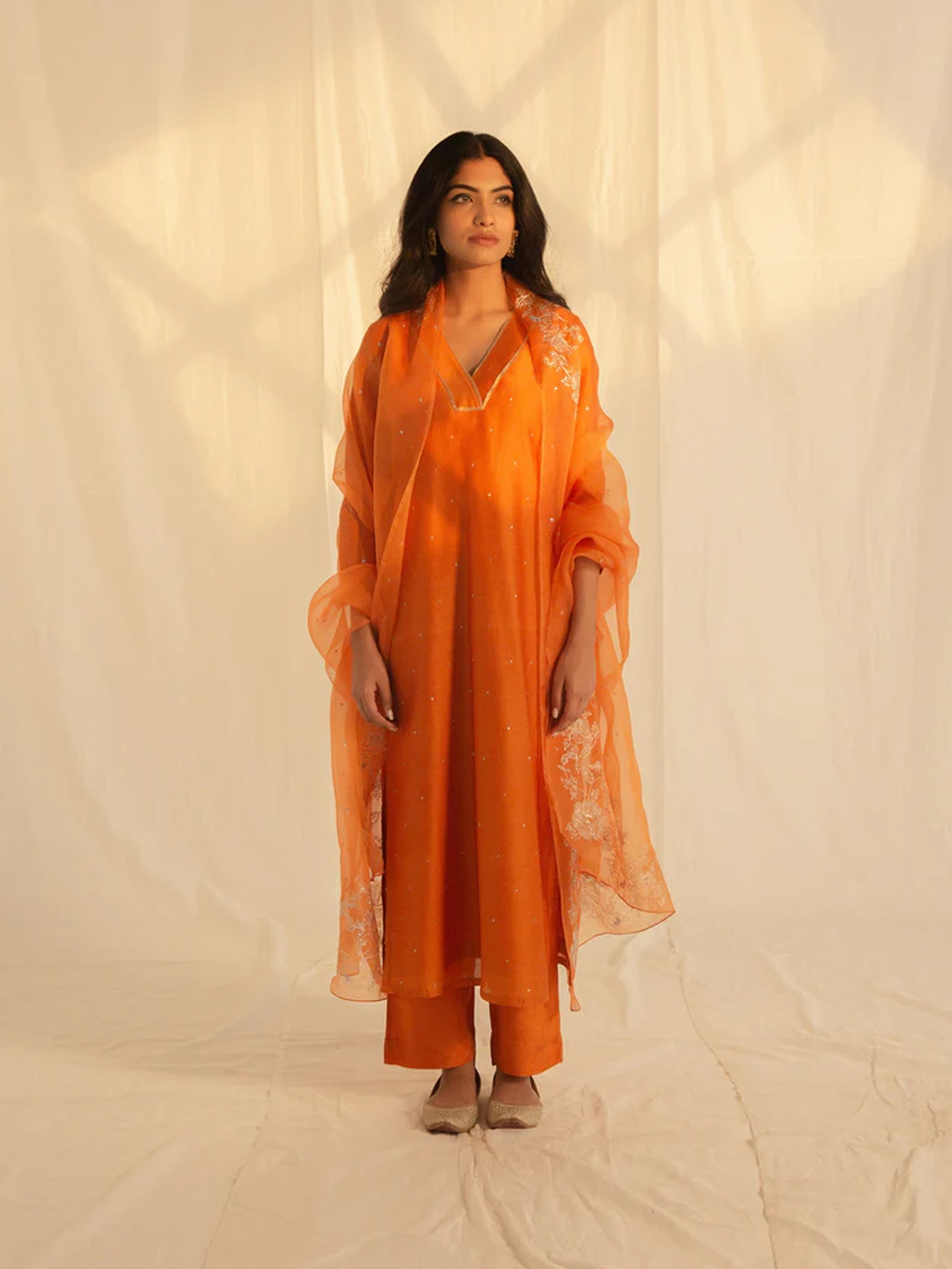 organza dupatta dresses NS 32-3 Piece fully Embroidered Dhanak Dress with Organza Dupatta DhanakStore