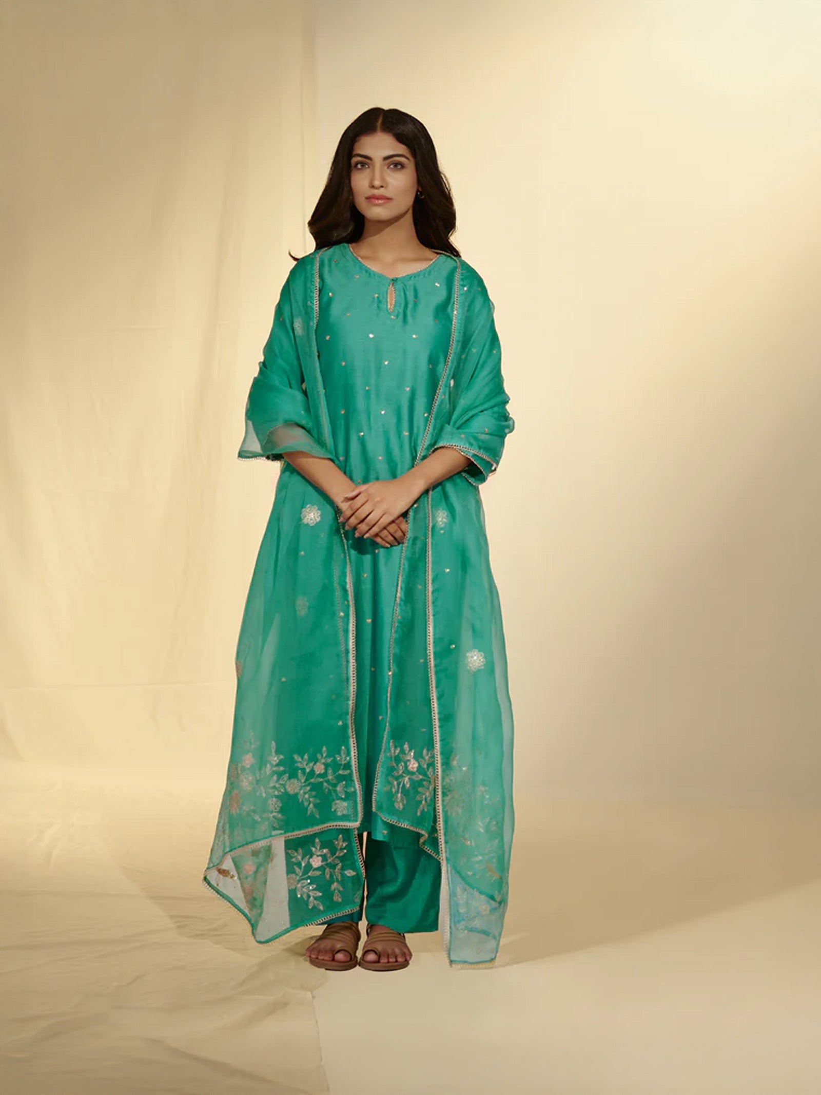 Festive Emerald Organza Dupatta