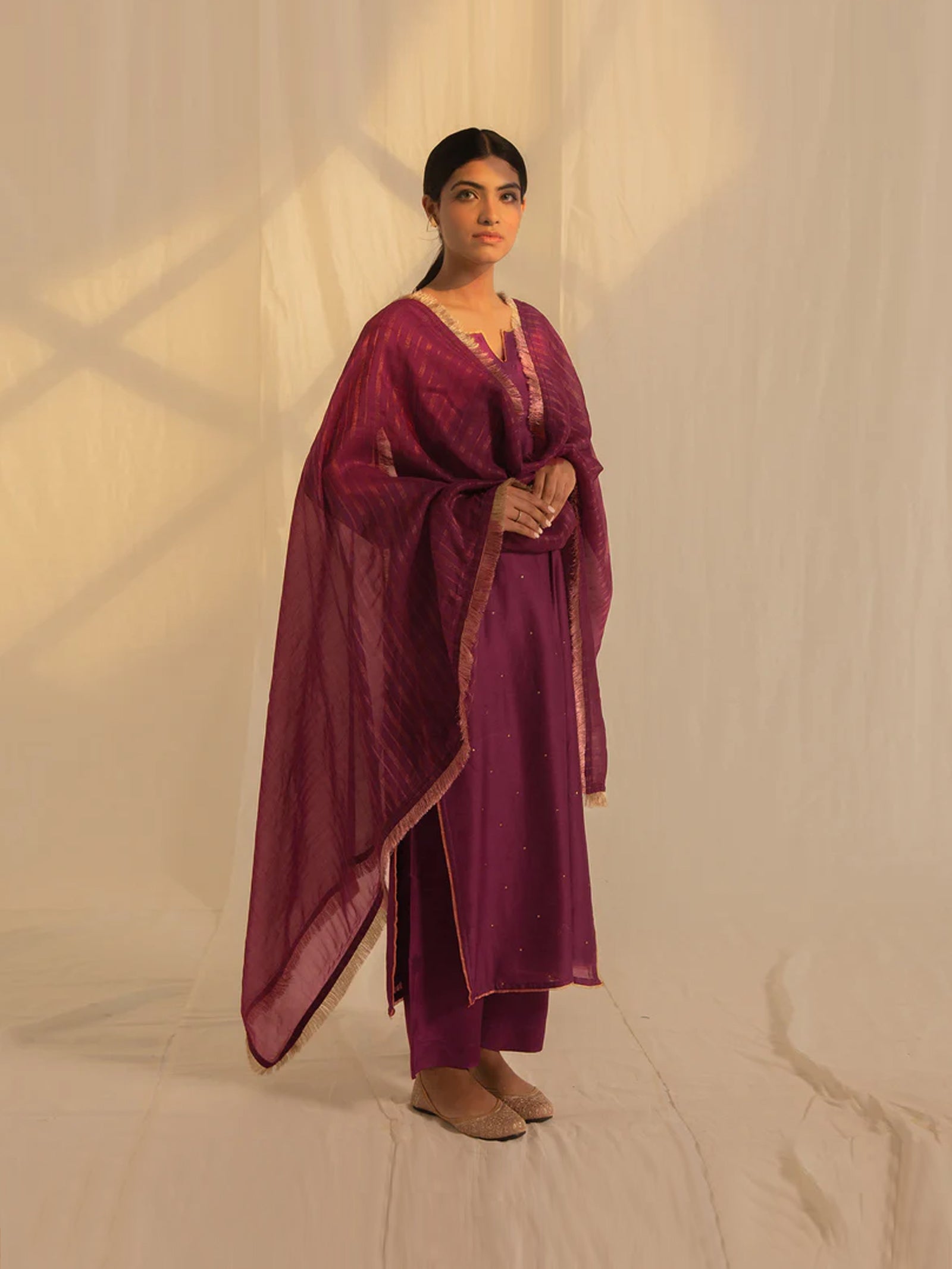 Festive Maroon Lurex Dupatta