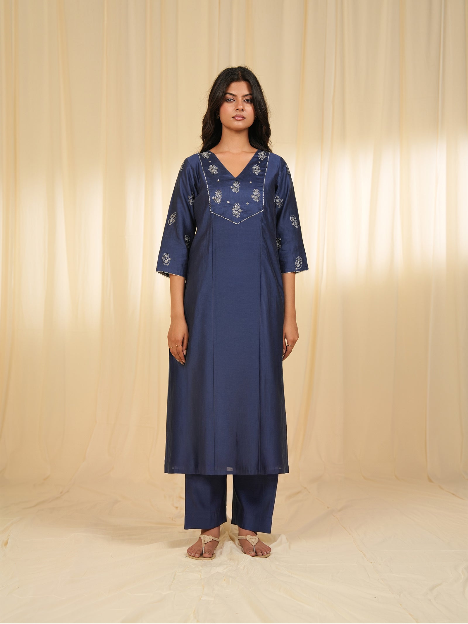 Filigree Blue Chanderi Kurta