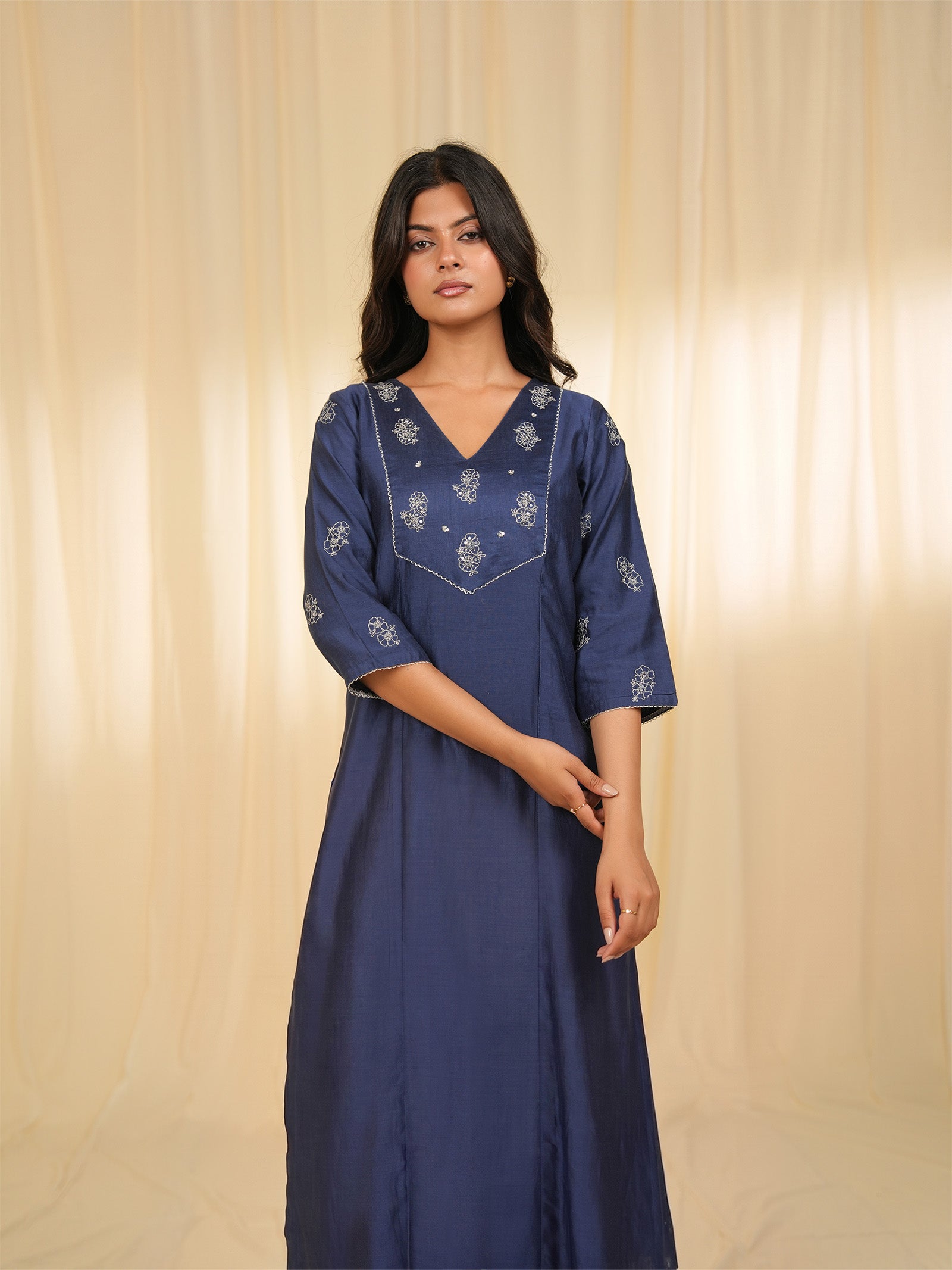 Filigree Blue Chanderi Kurta