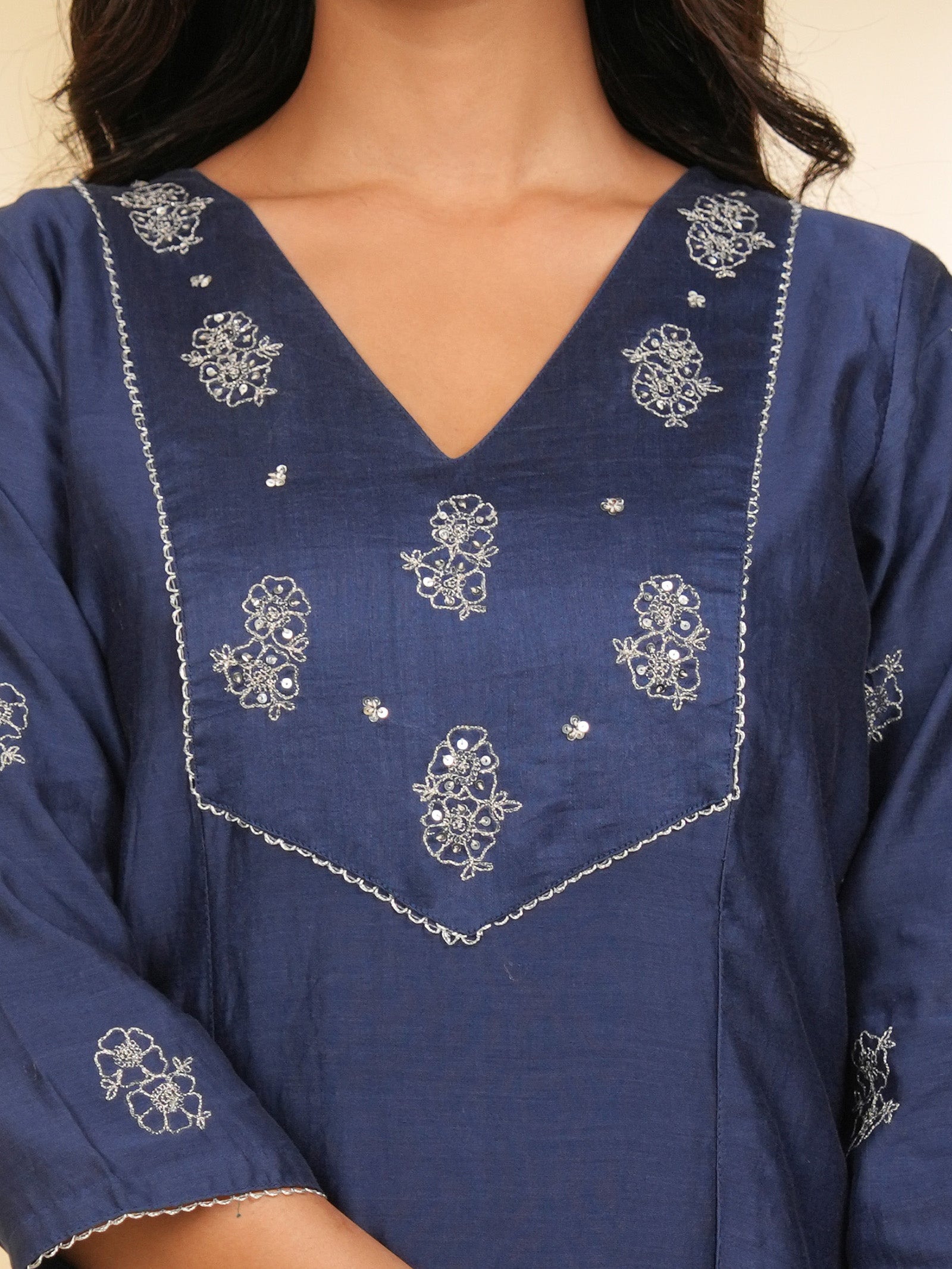 Filigree Blue Chanderi Kurta