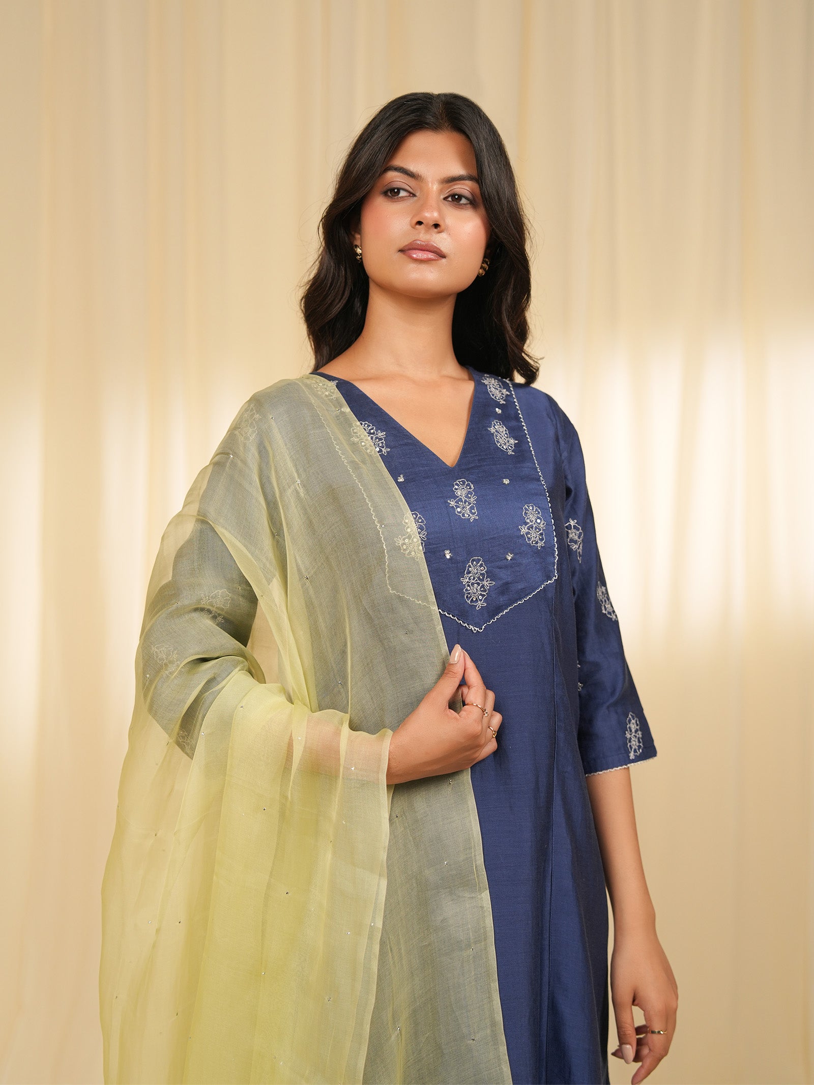 Filigree Green Organza Dupatta