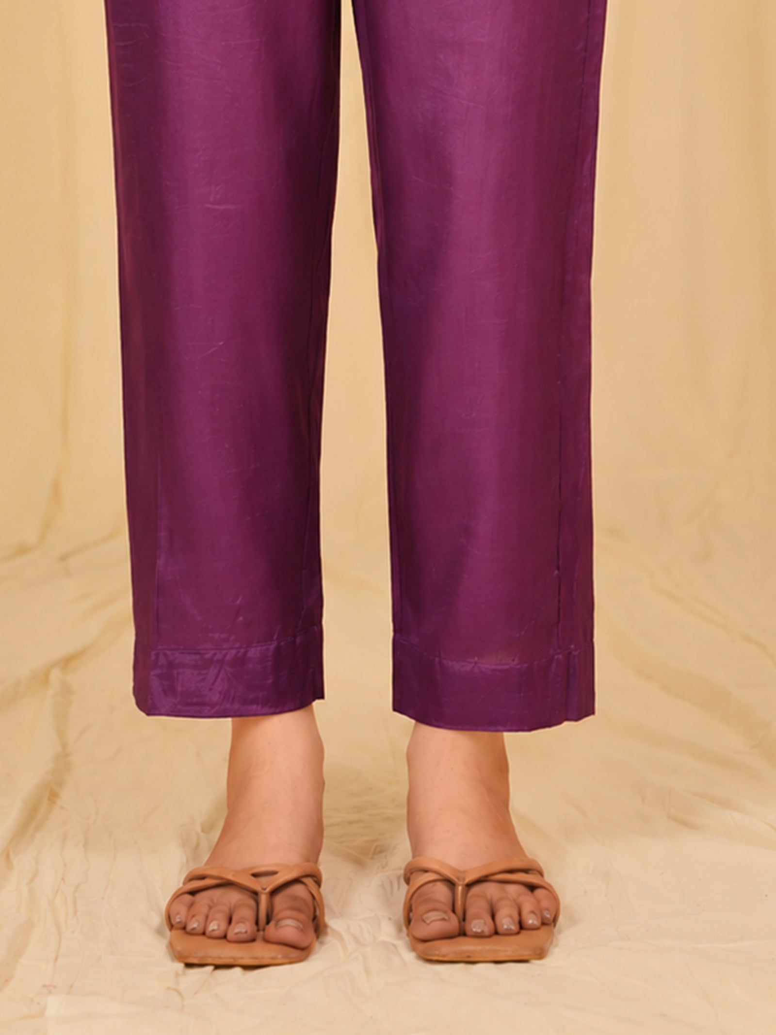 Filigree Orchid Bamboo Silk Straight Pants