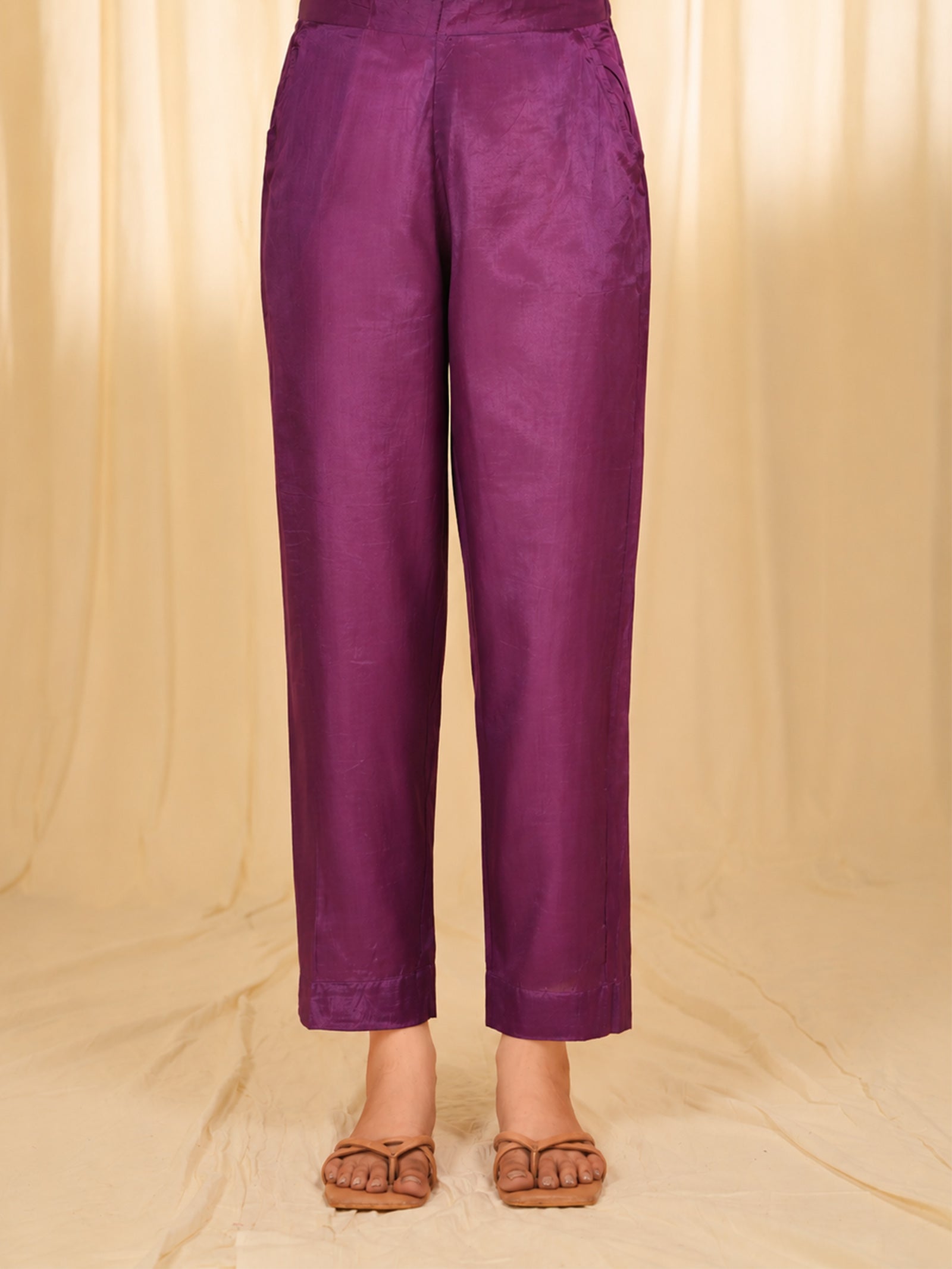 Filigree Orchid Bamboo Silk Straight Pants