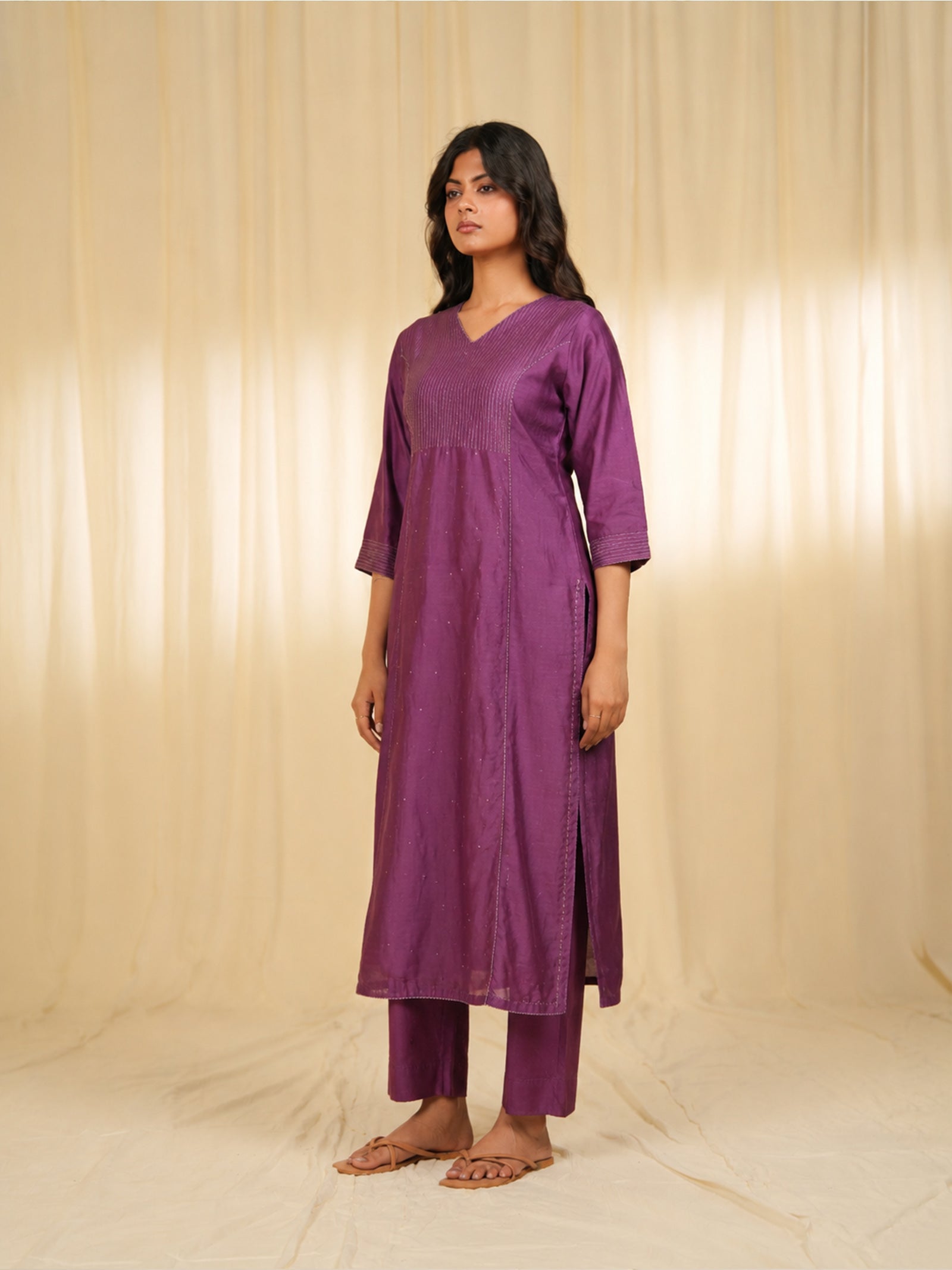 Filigree Orchid Chanderi Kurta