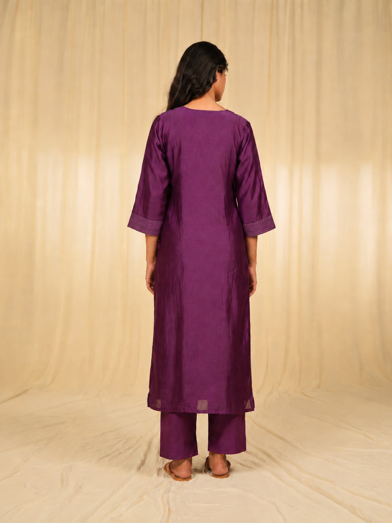 Filigree Orchid Chanderi Kurta