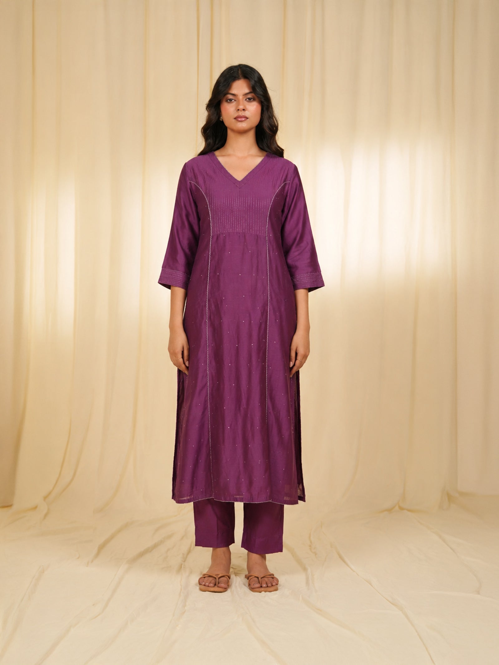 Filigree Orchid Chanderi Kurta