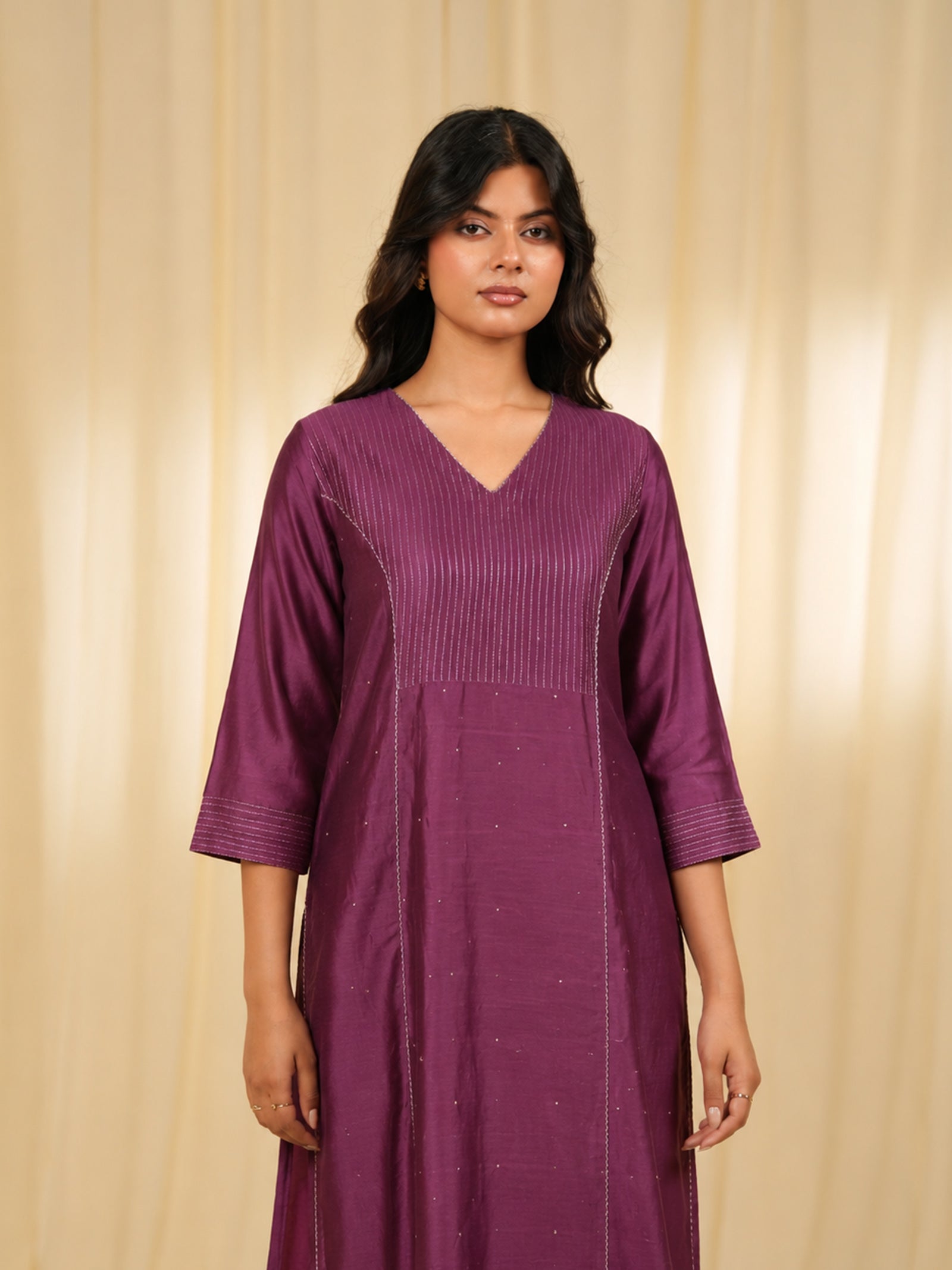Filigree Orchid Chanderi Kurta