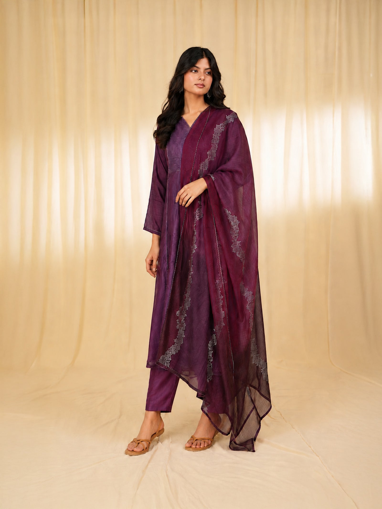 Filigree Orchid Organza Dupatta