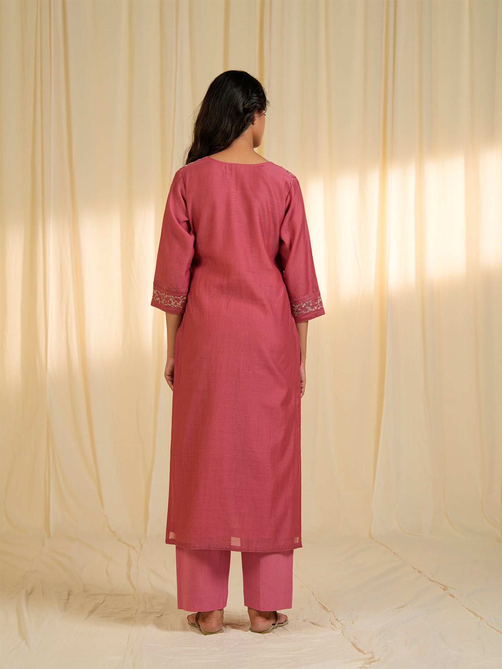 Filigree Vintage Rose Chanderi Kurta