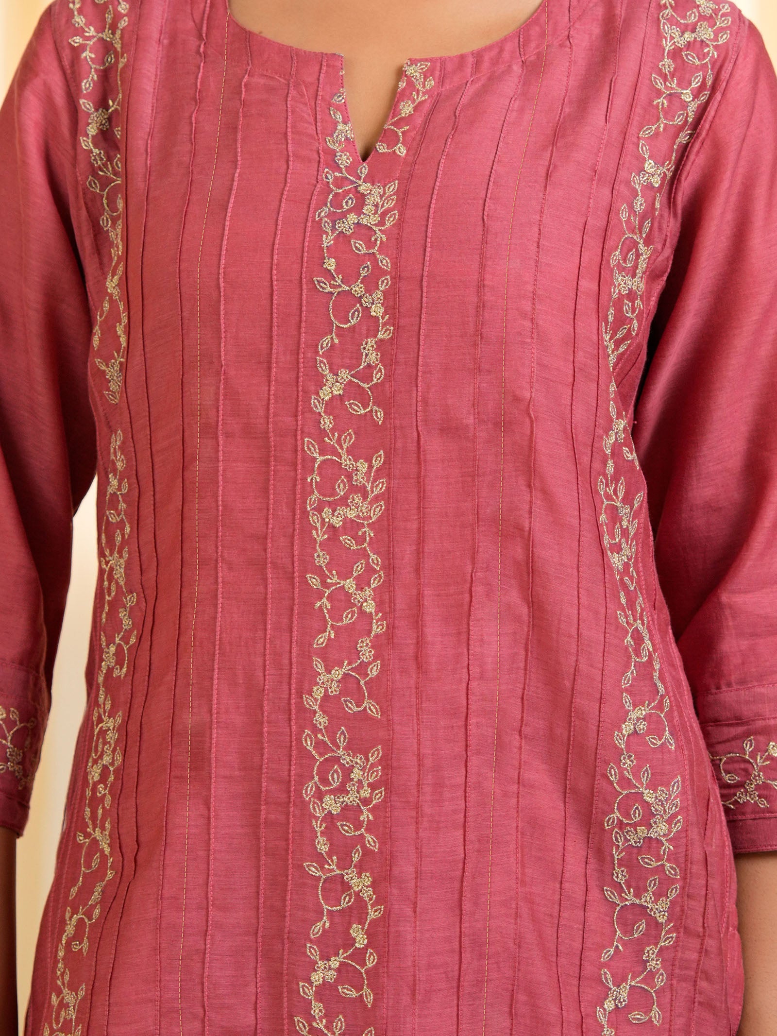 Filigree Vintage Rose Chanderi Kurta