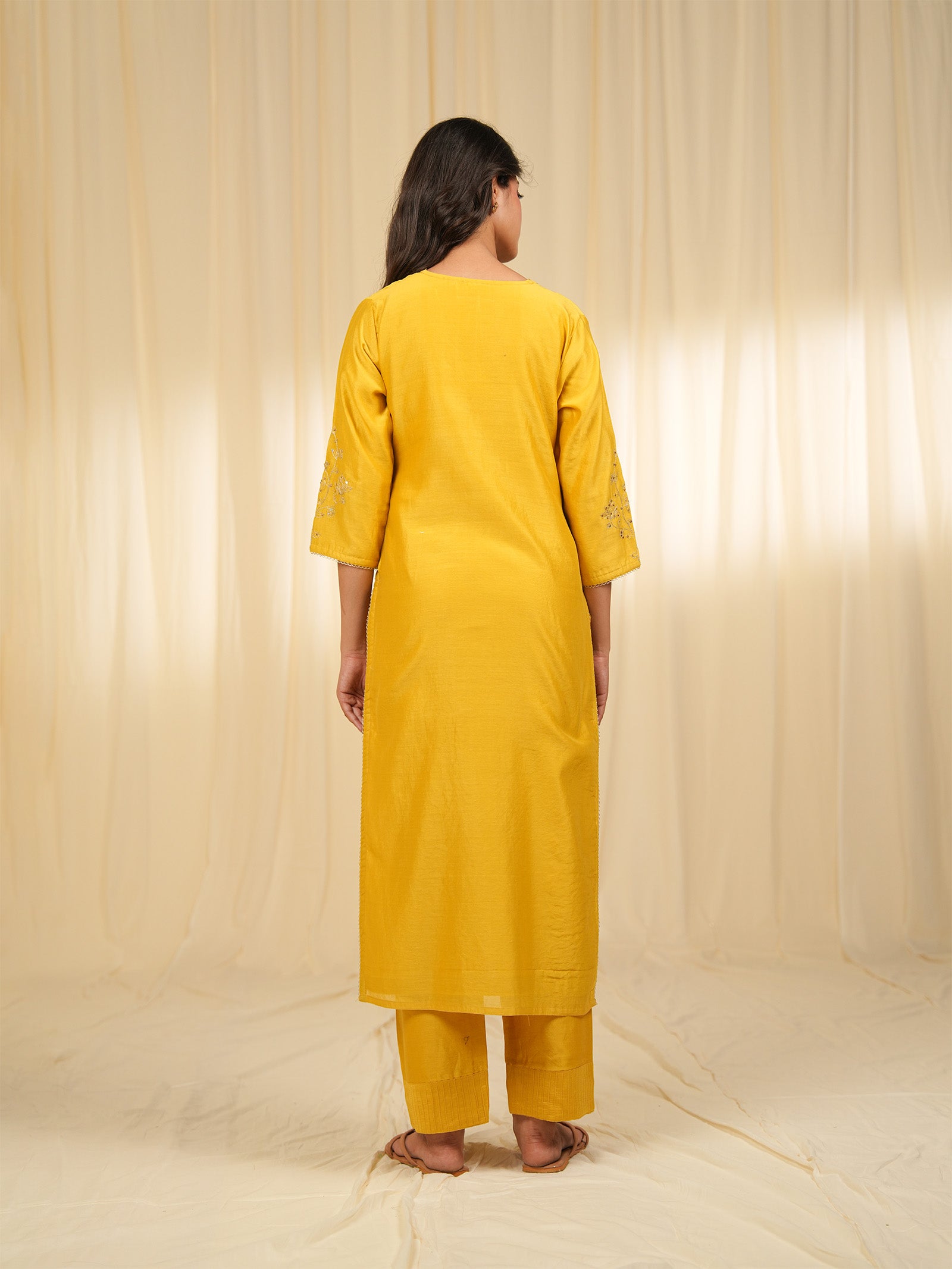 Filigree Yellow Chanderi Kurta