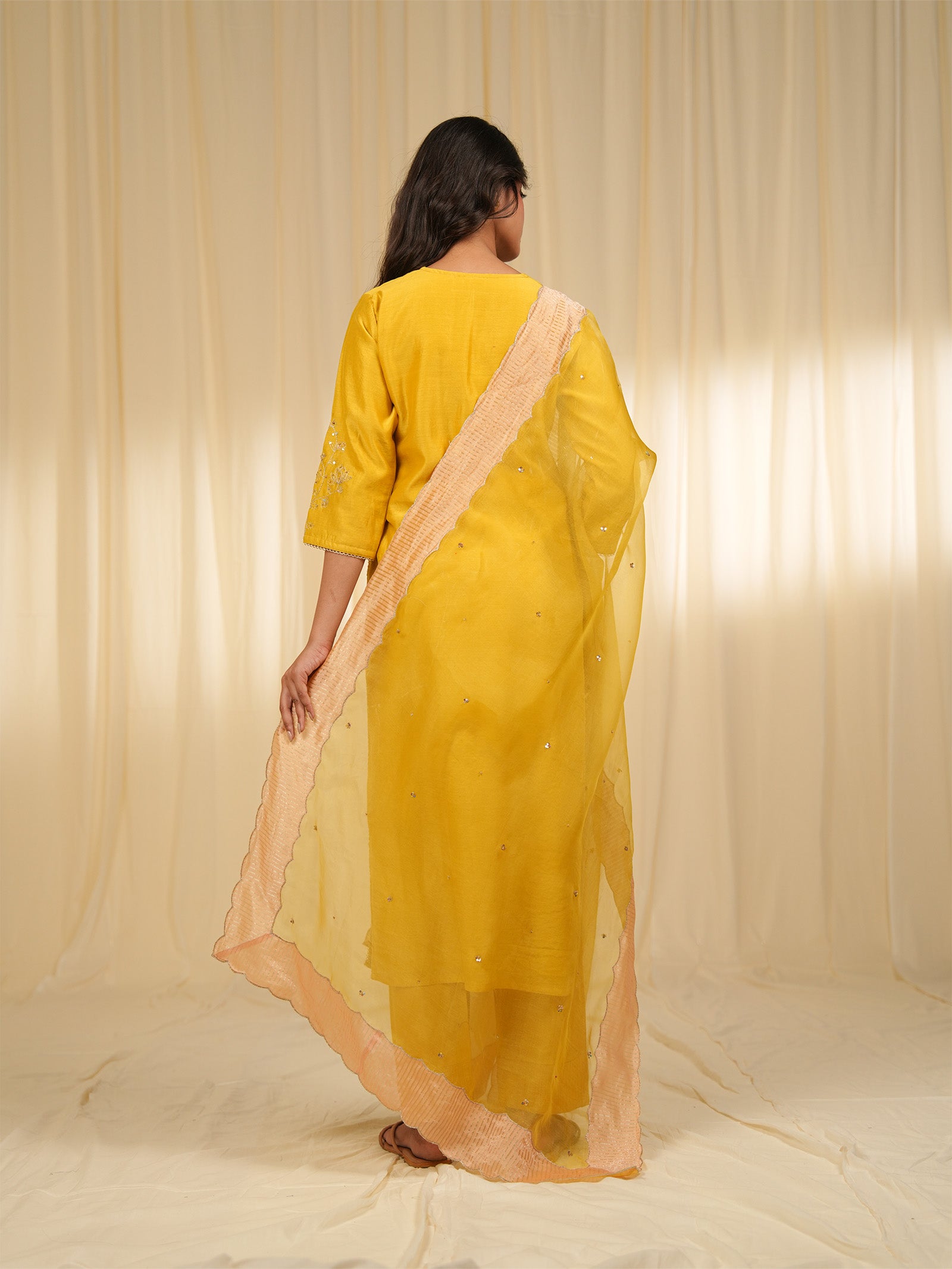 Filigree Yellow Organza Dupatta