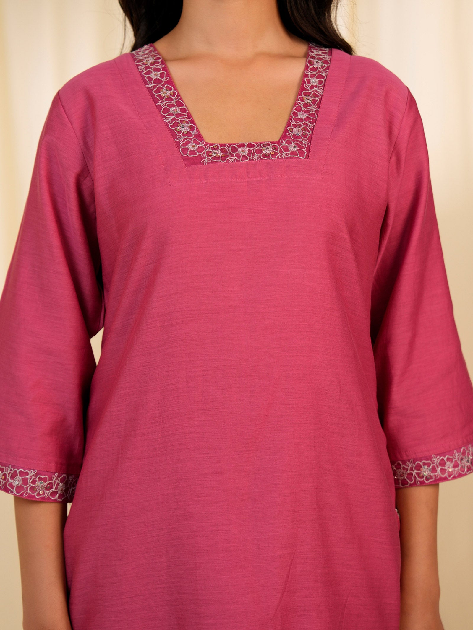 Filigree Pink Chanderi Kurta