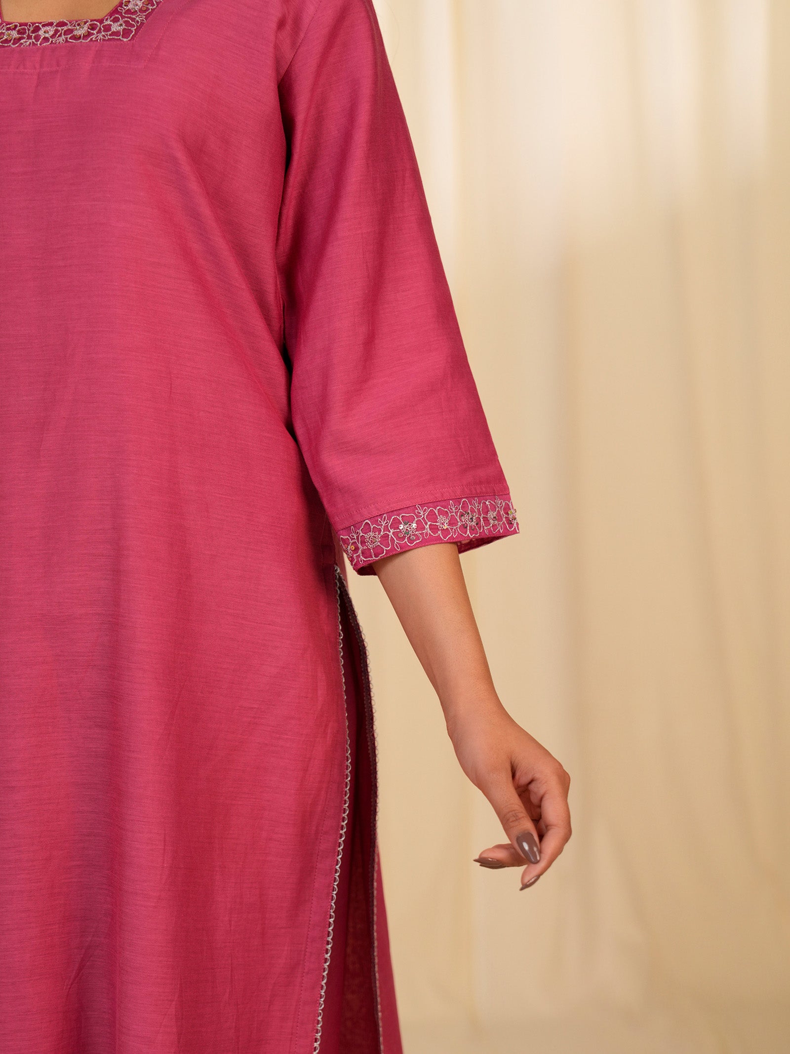 Filigree Pink Chanderi Kurta