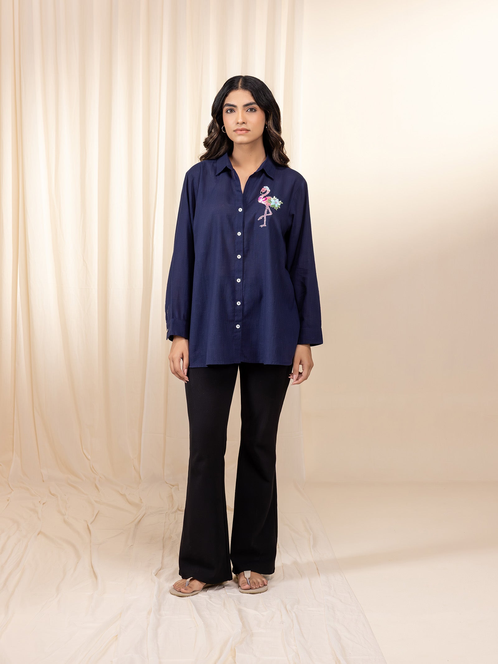 Flamingo Bird Hippie Cotton Shirt
