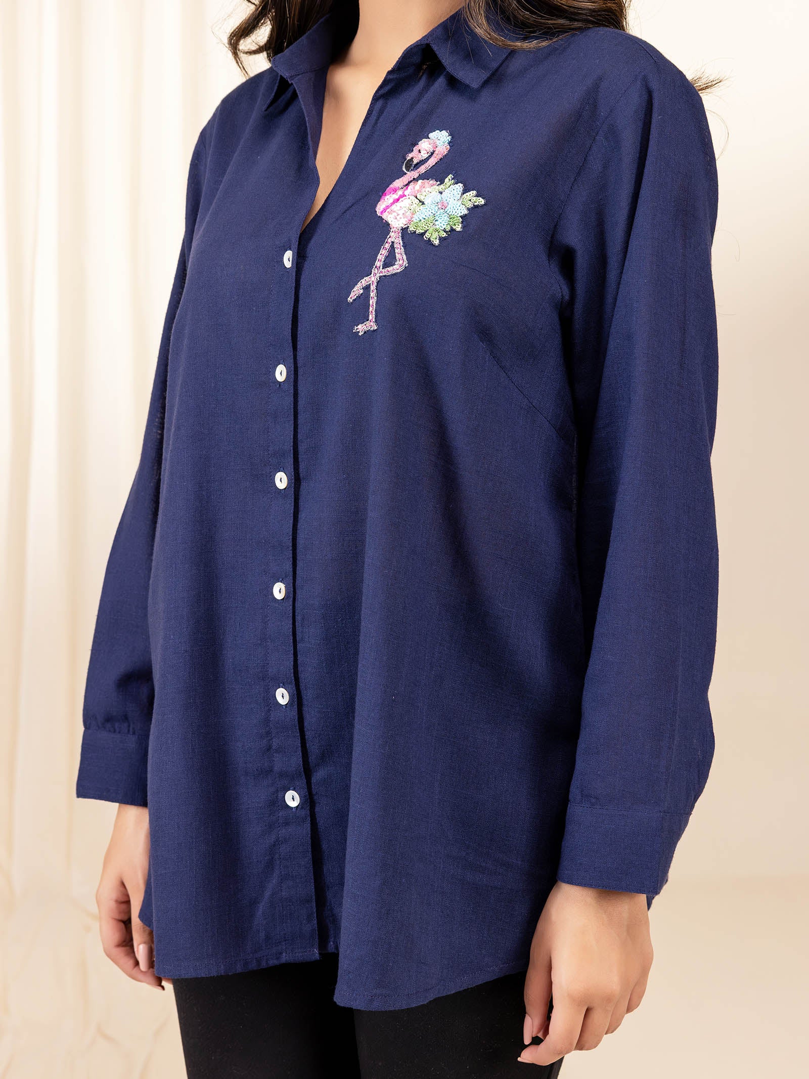 Flamingo Bird Hippie Cotton Shirt