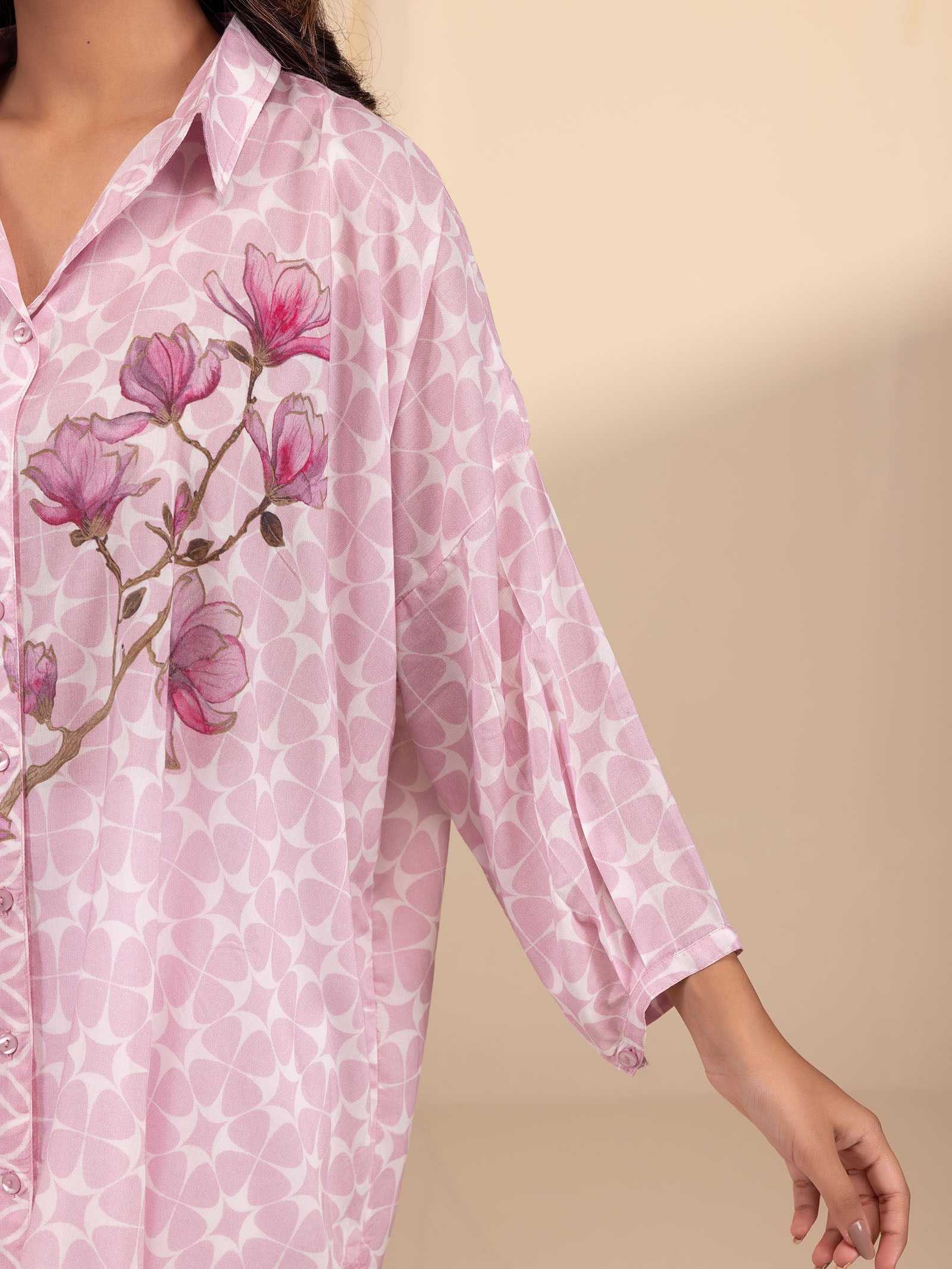 Madras Modal Cotton Shirt - Florist Pink