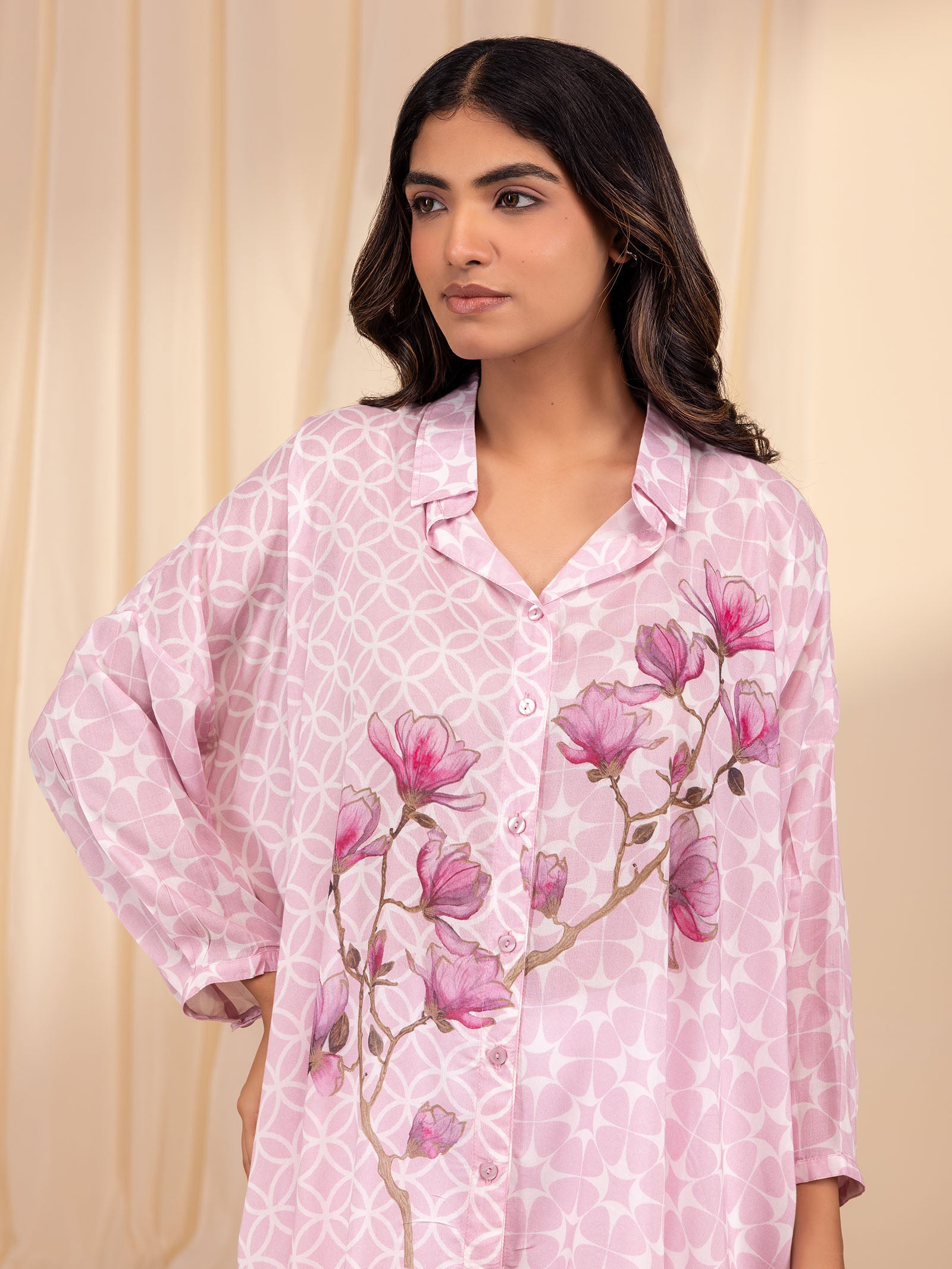 Madras Modal Cotton Shirt - Florist Pink