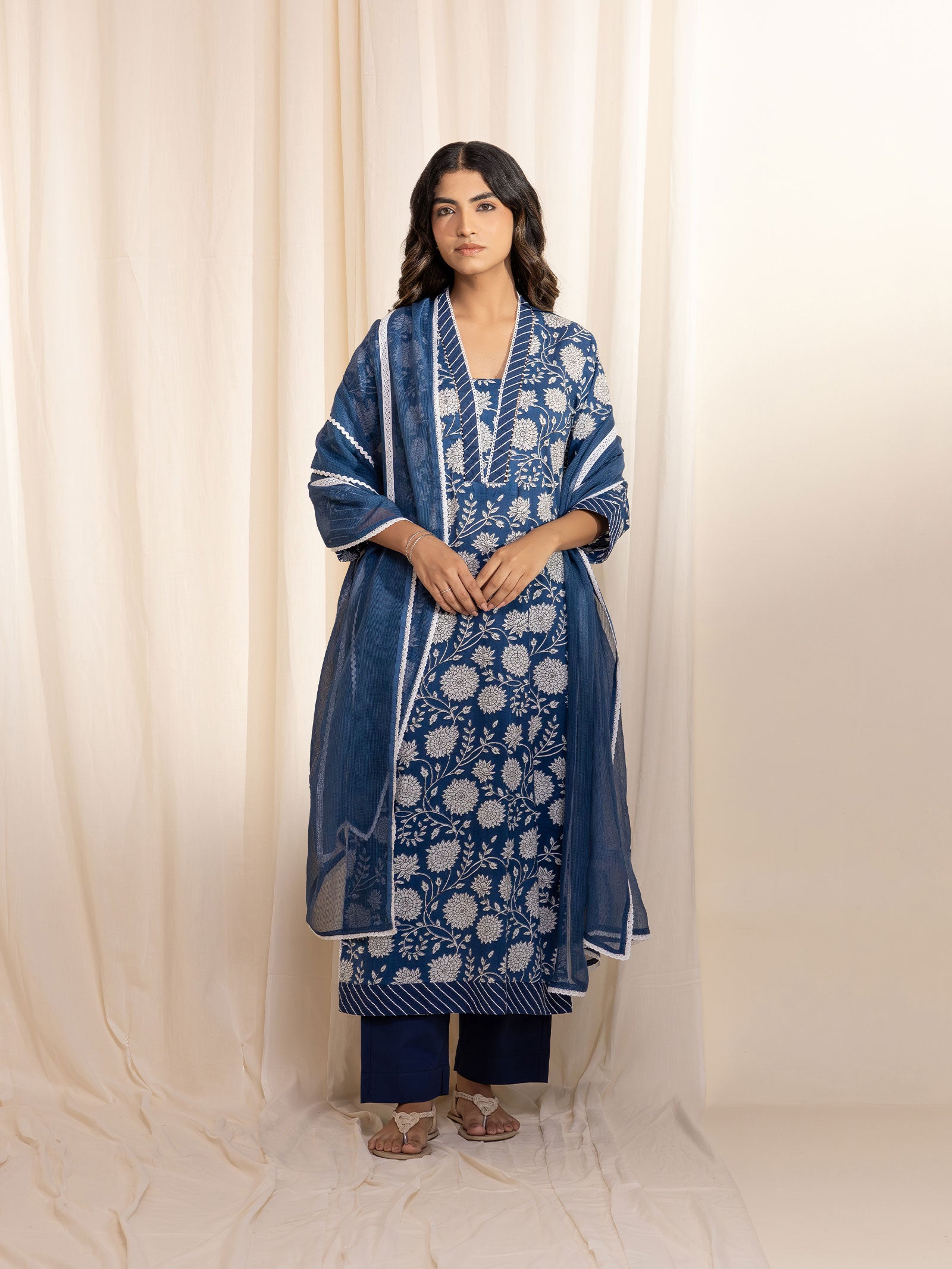 Frosted Bloom Cotton Kurta