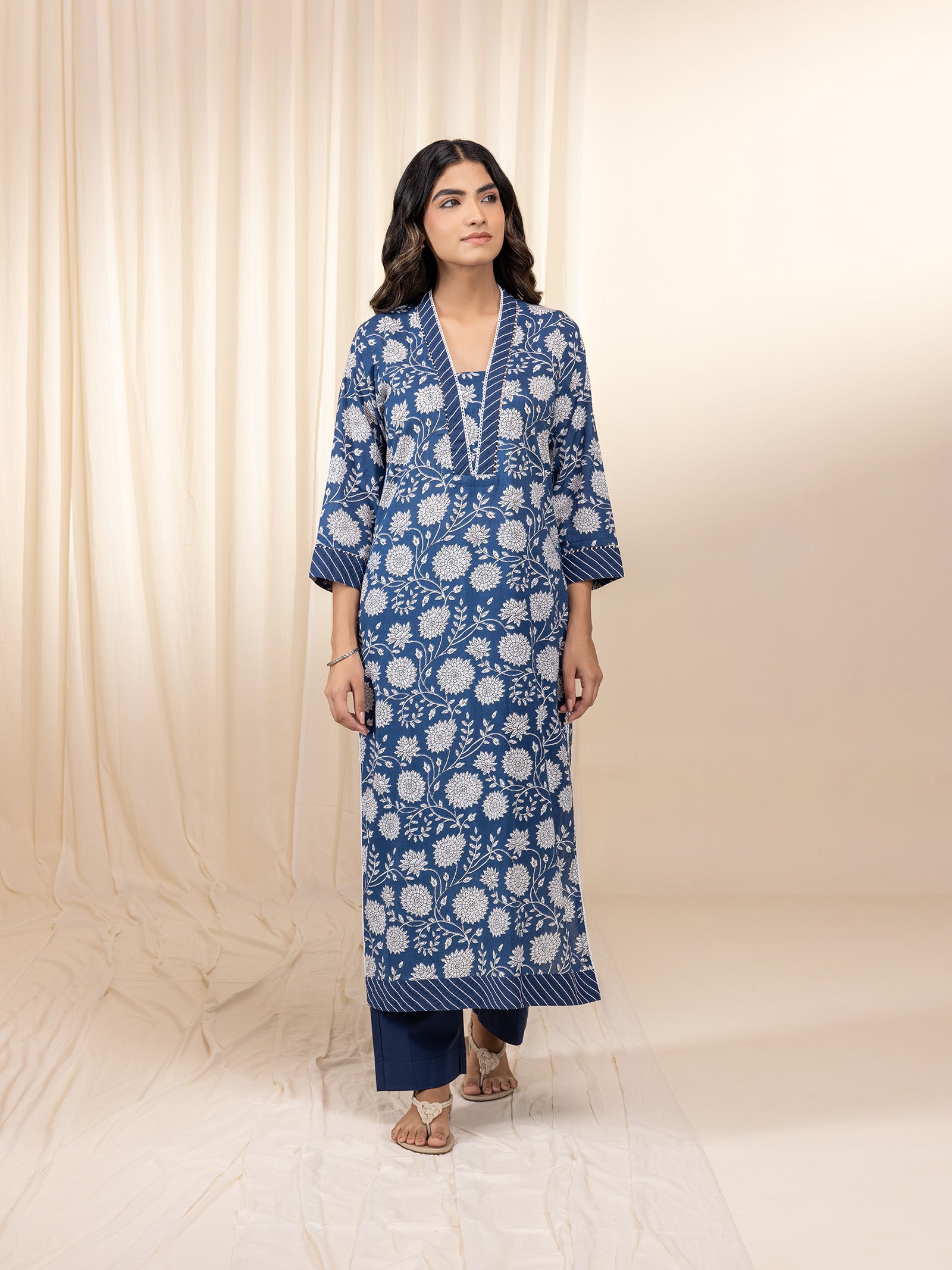 Frosted Bloom Cotton Kurta