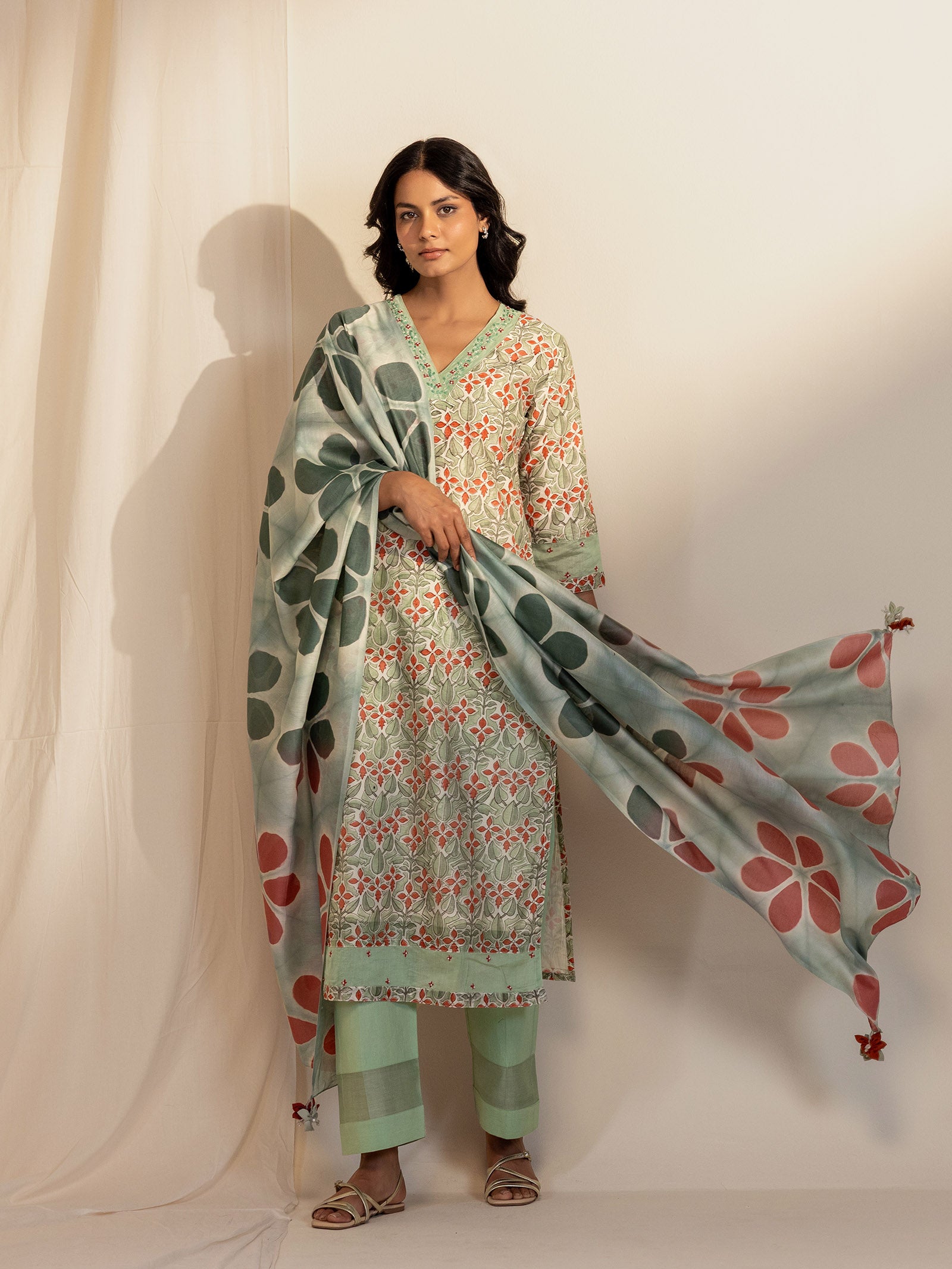 Earthy Green Chanderi Dupatta