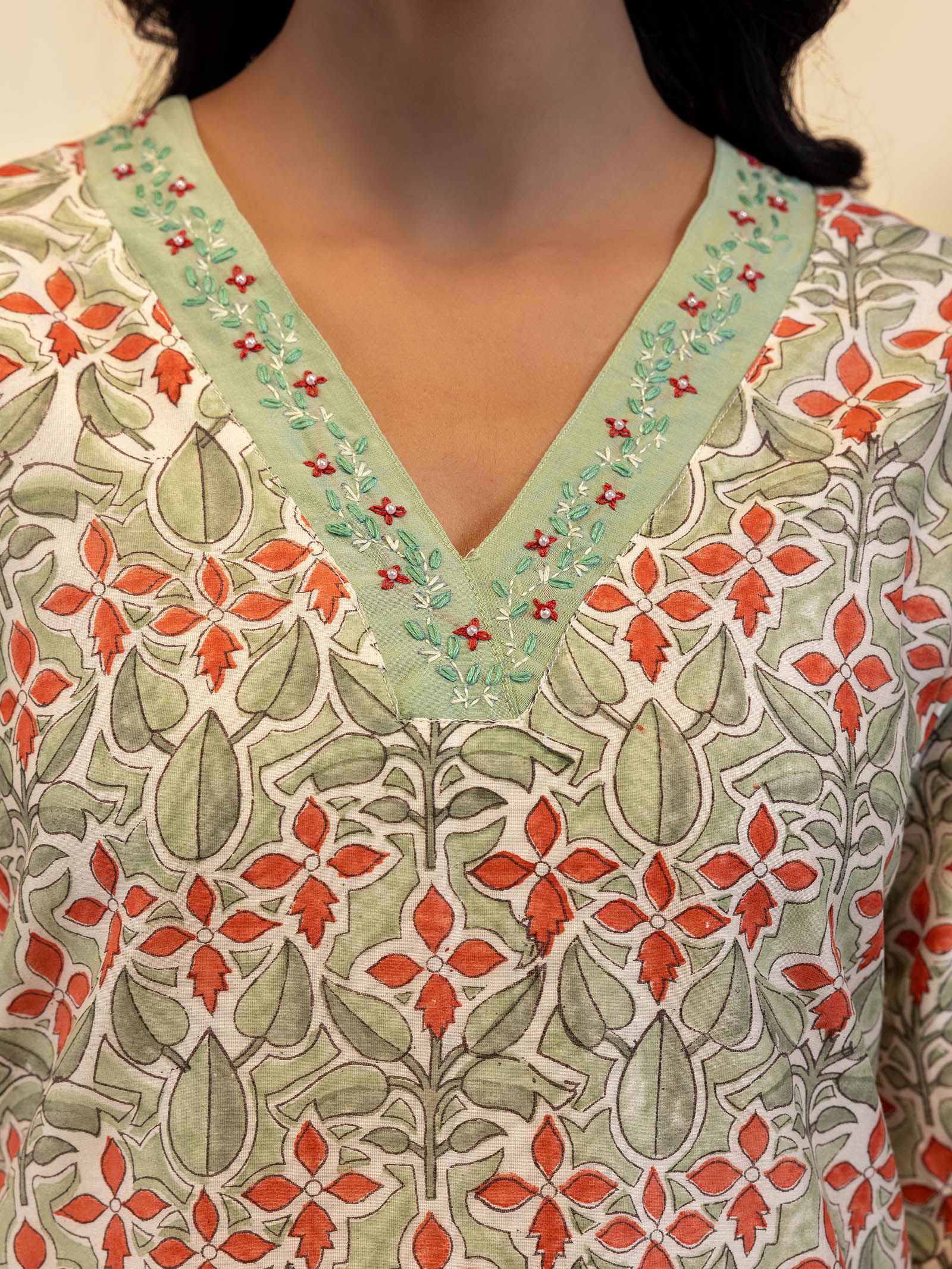 Earthy Green Chanderi Kurta