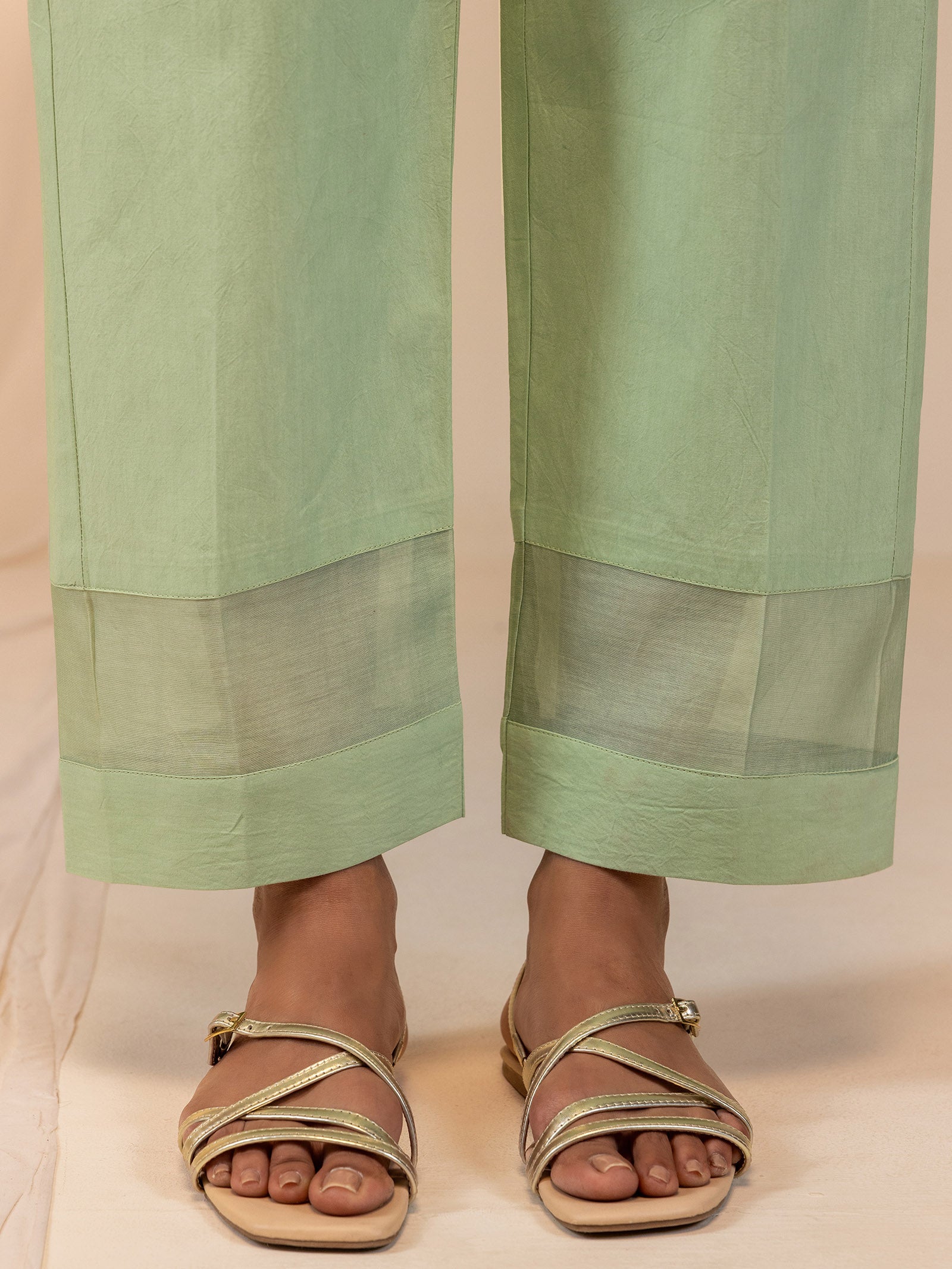 Earthy Green Cotton Straight Pant