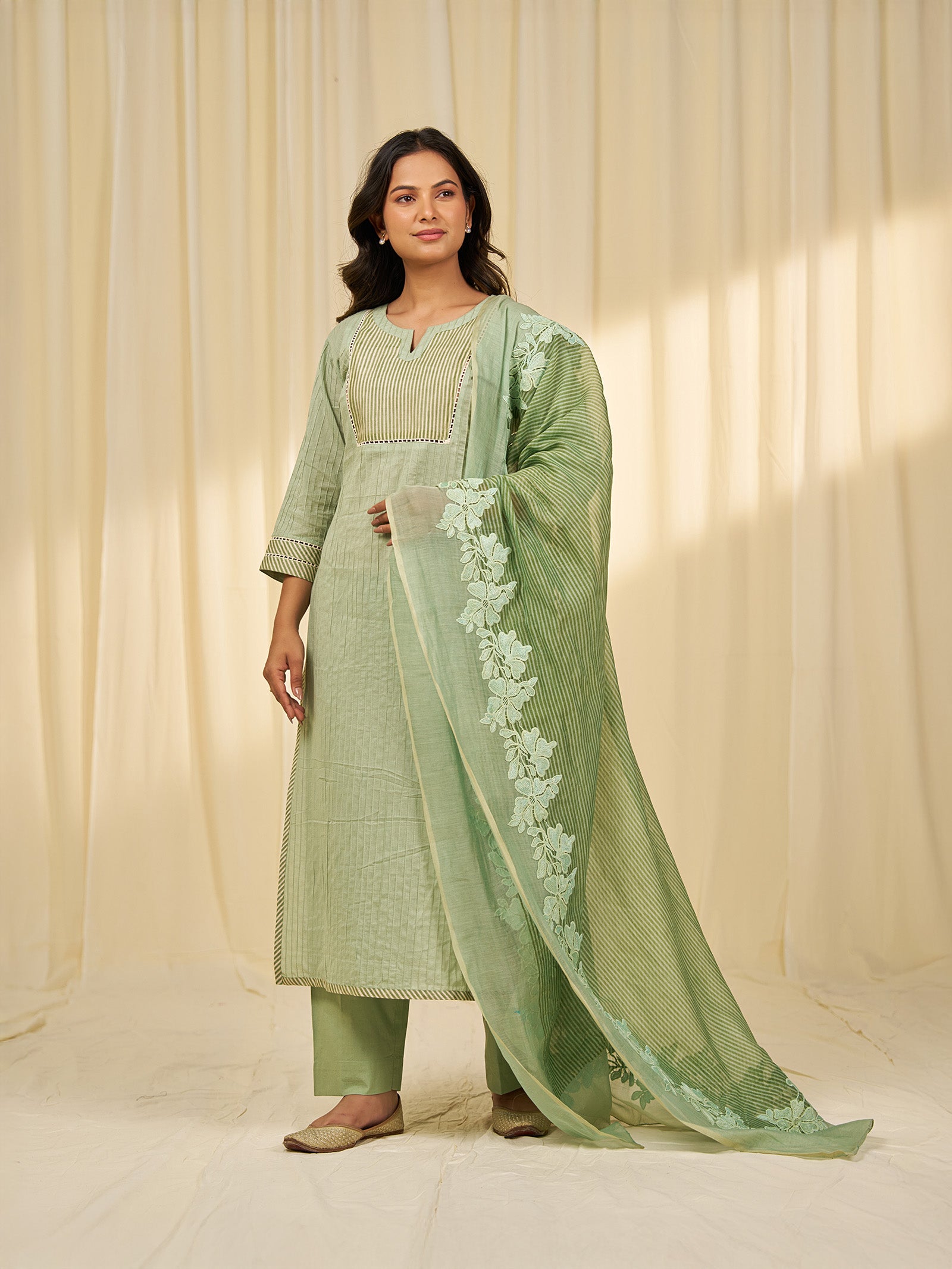 Green Tea Chanderi Dupatta