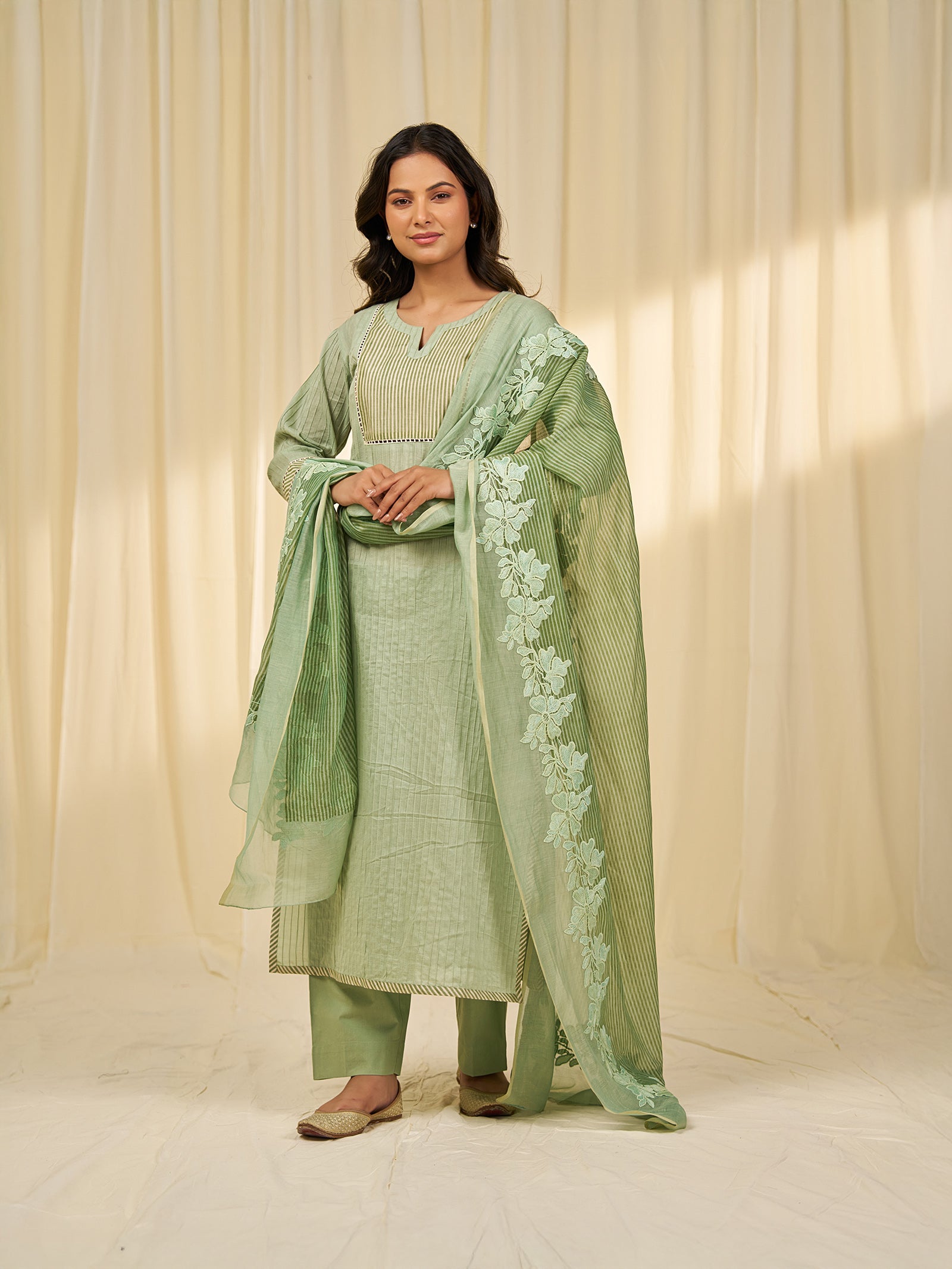 Green Tea Cotton Kurta
