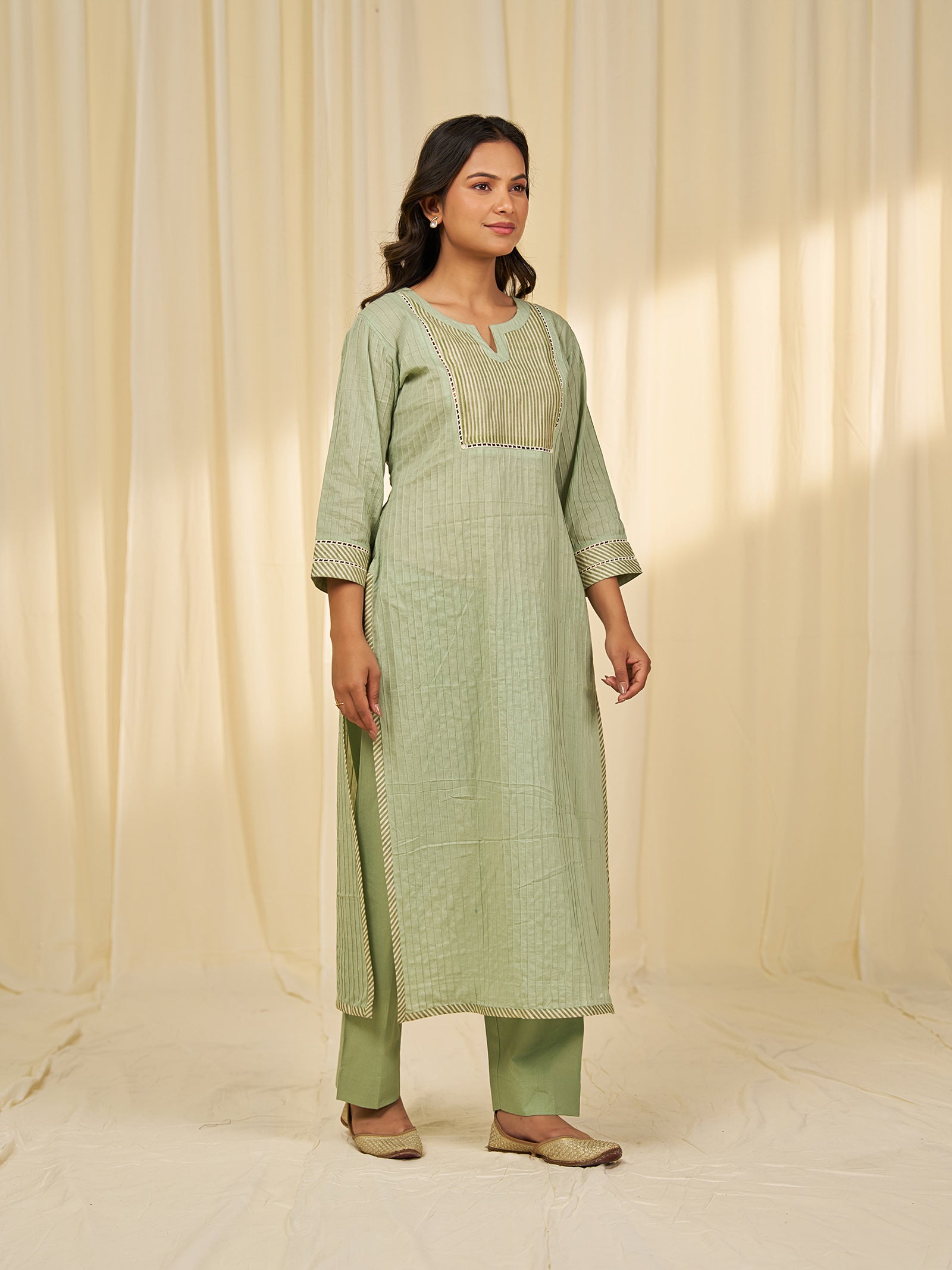 Green Tea Cotton Kurta