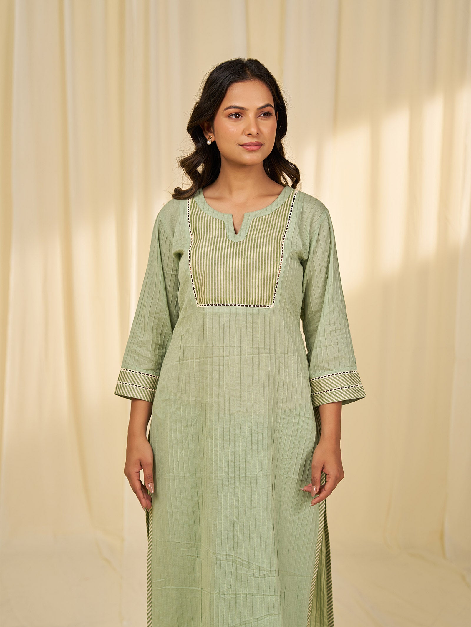 Green Tea Cotton Kurta