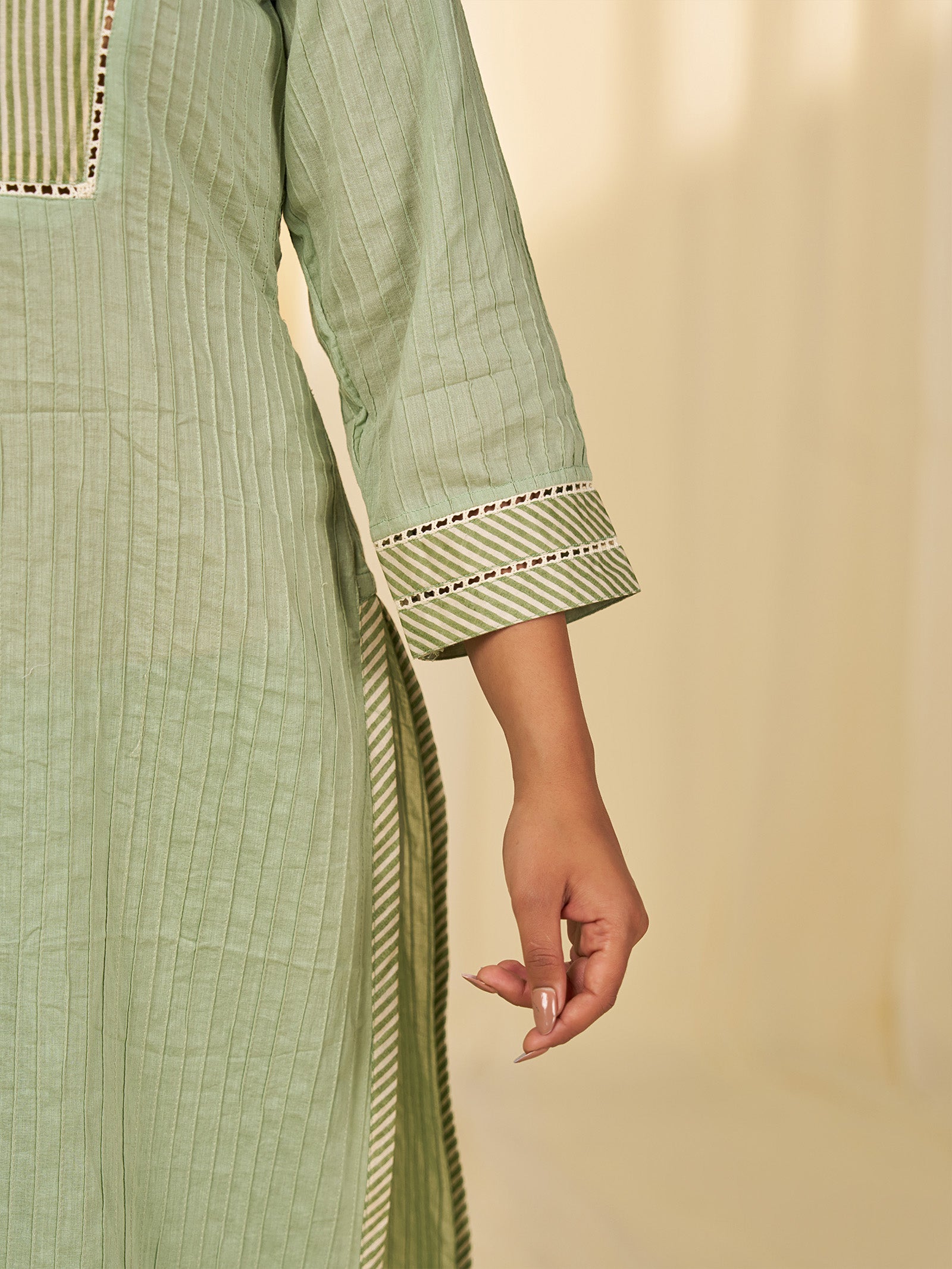 Green Tea Cotton Kurta