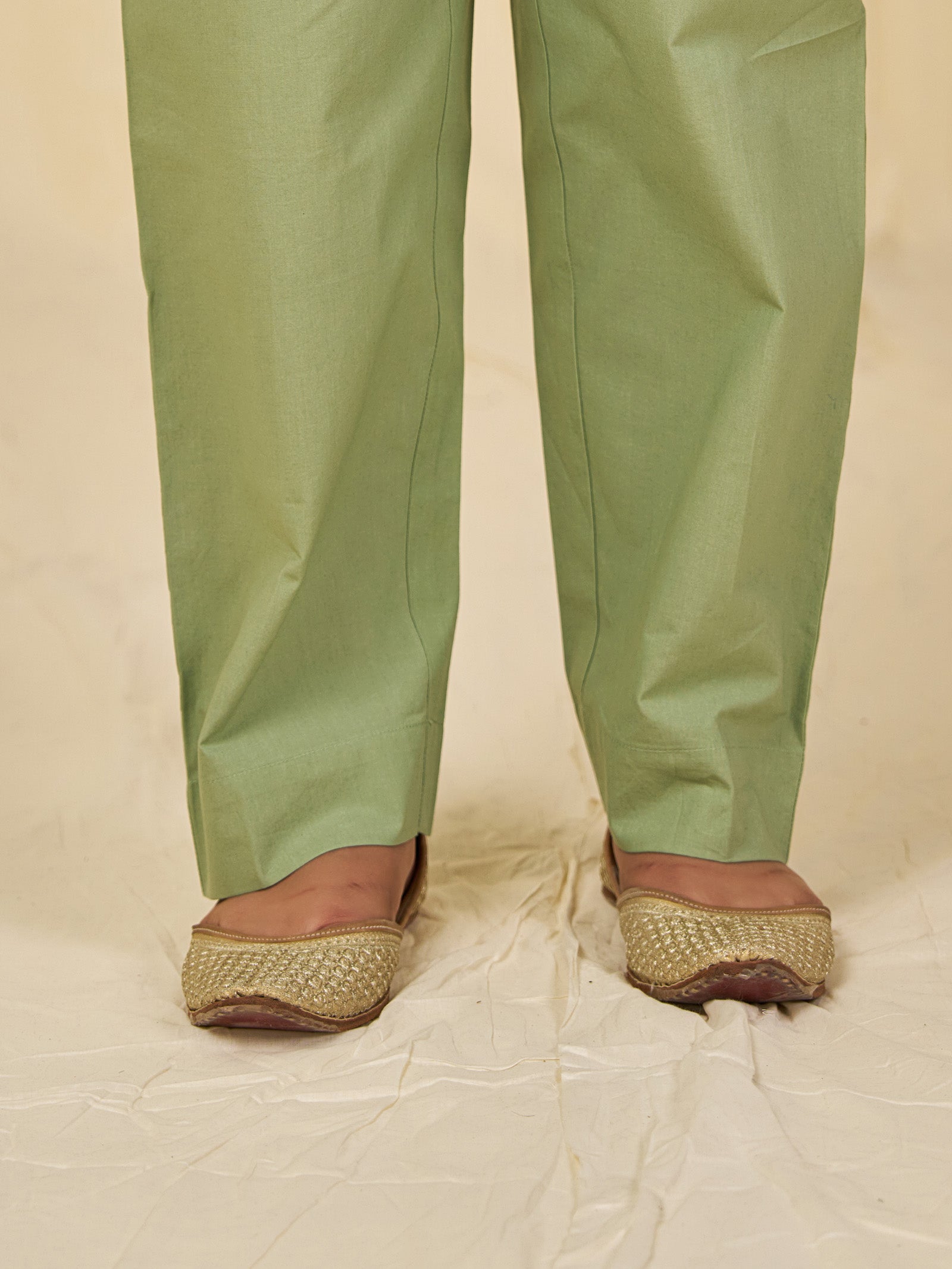 Green Tea Cotton Straight Pants