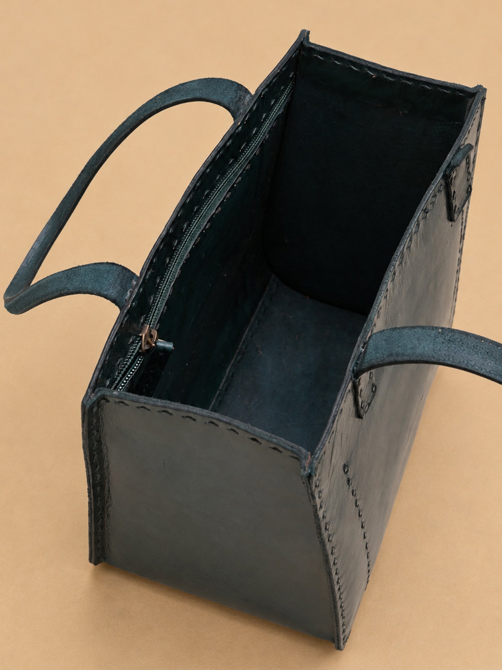 Green Tote Leather Bag - Small