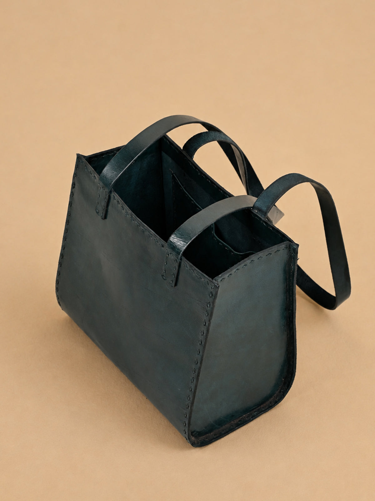 Green Tote Leather Bag - Small