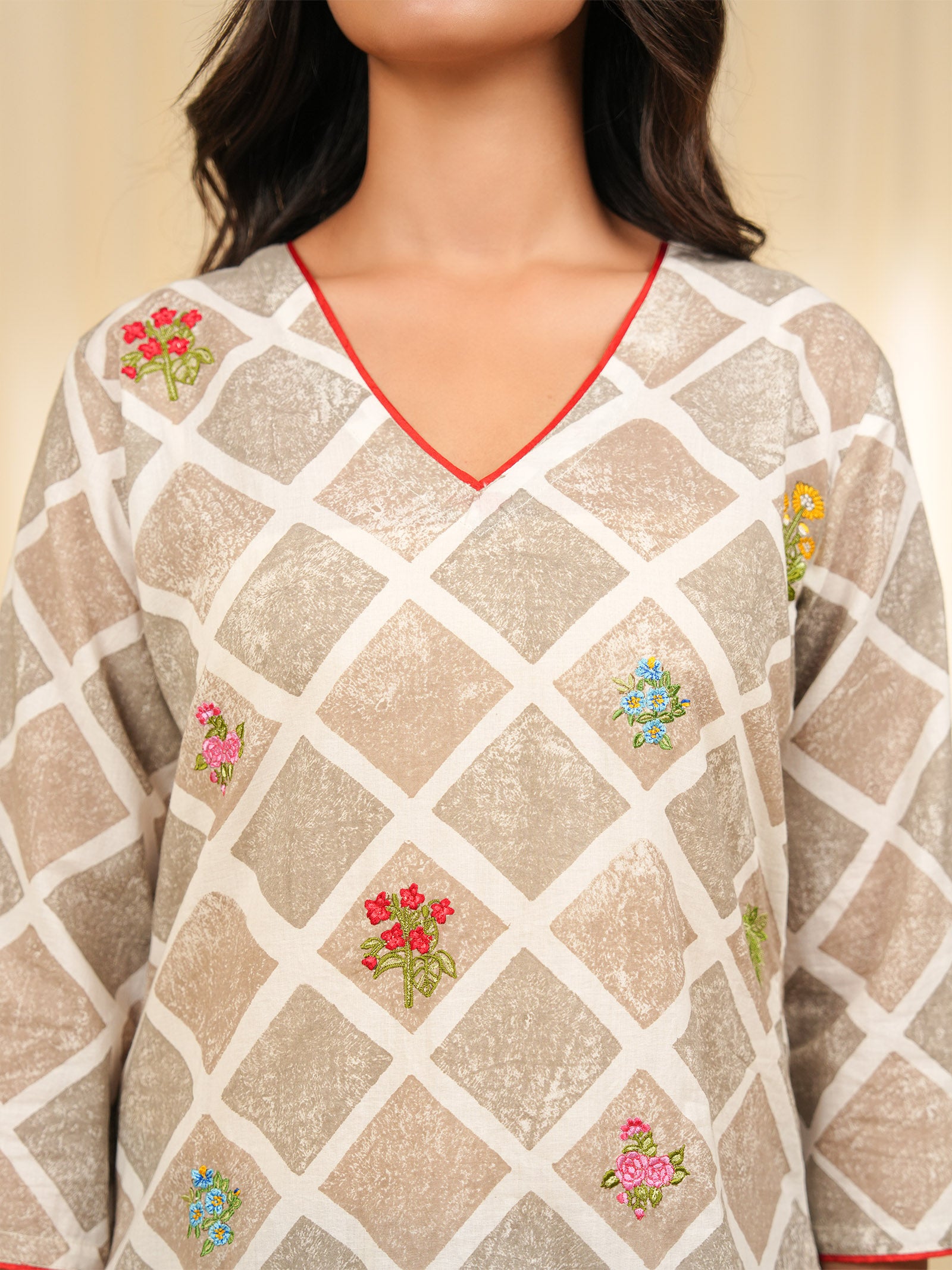 Grey Square Cotton Kurta